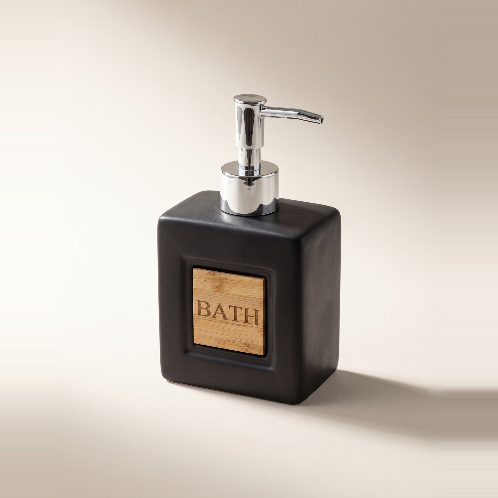 Distributeur de savon en dolomie noire avec motif bambou