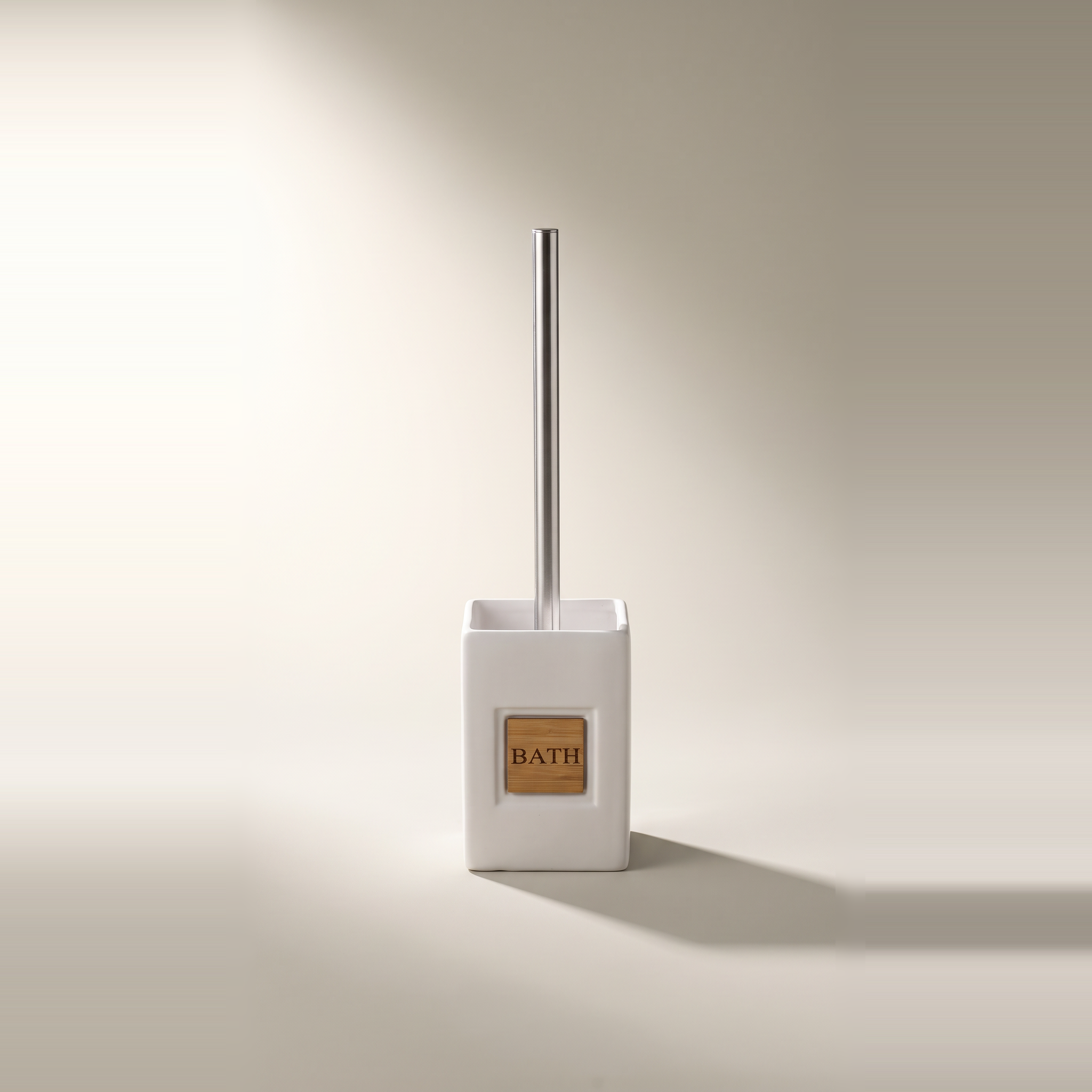 Brosse WC en Dolomite Blanche JS Maison avec Accents Bambou