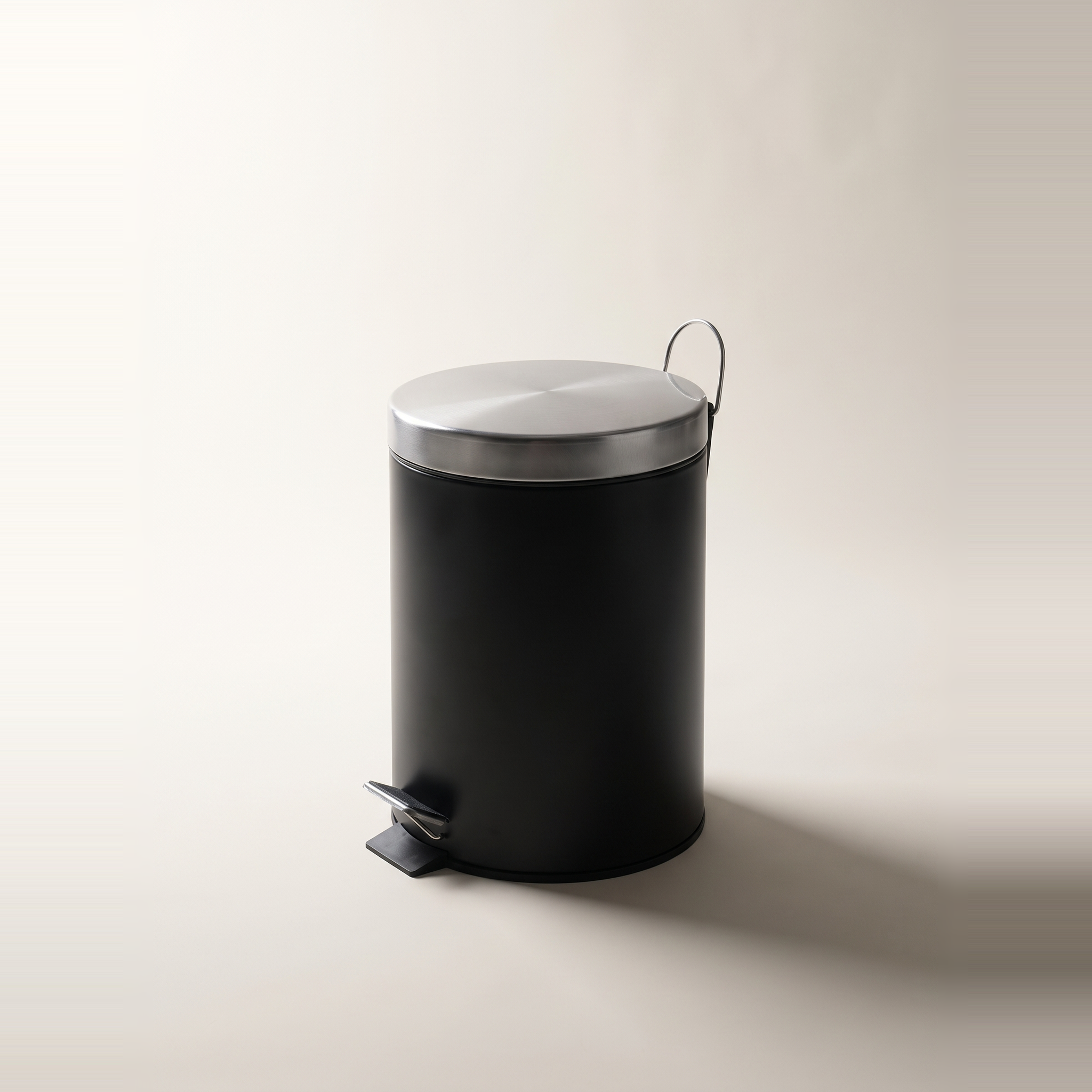 Poubelle à pédale JS Maison 3L noire mate avec couvercle en acier inoxydable