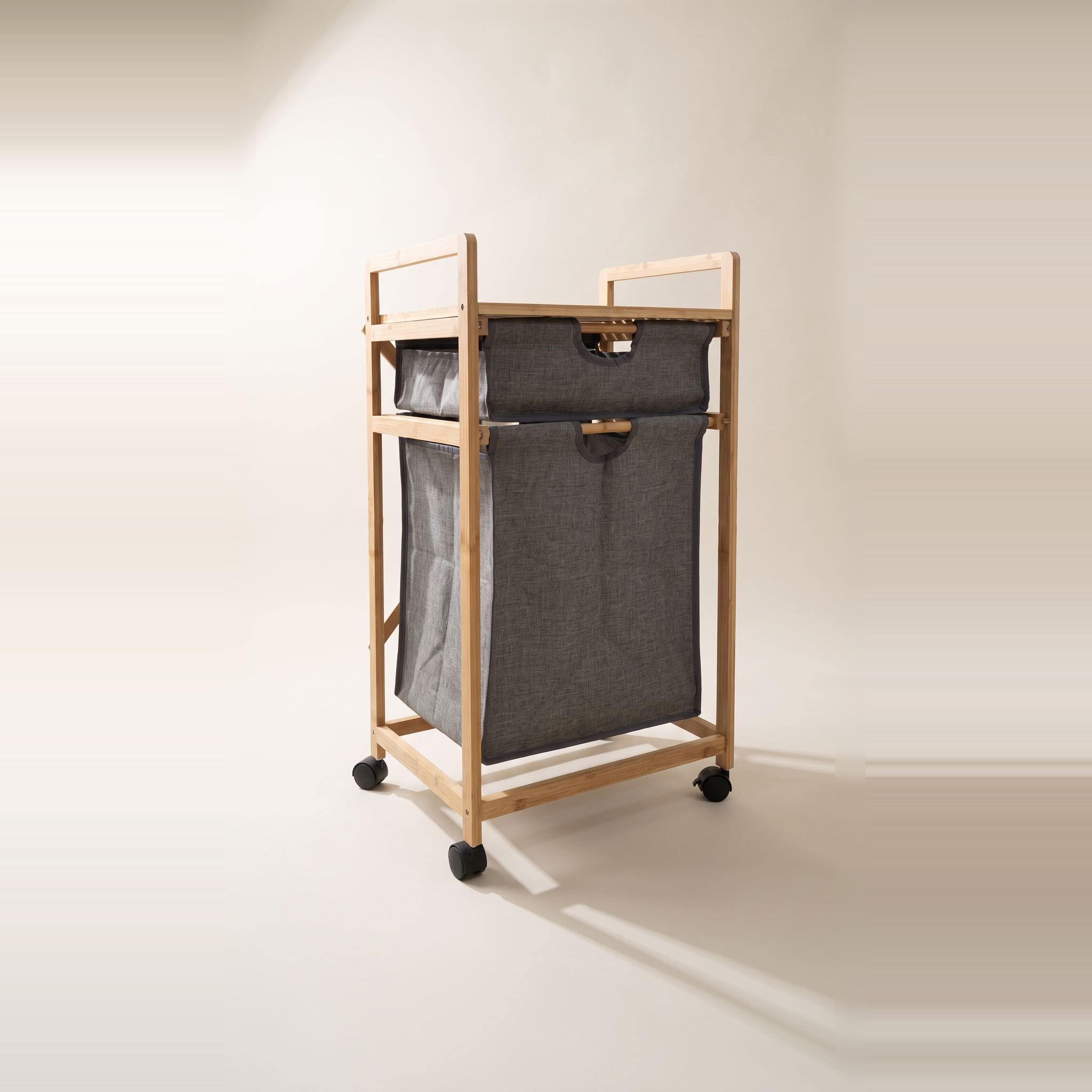 Bamboo & Canvas Storage Rack with Wheels