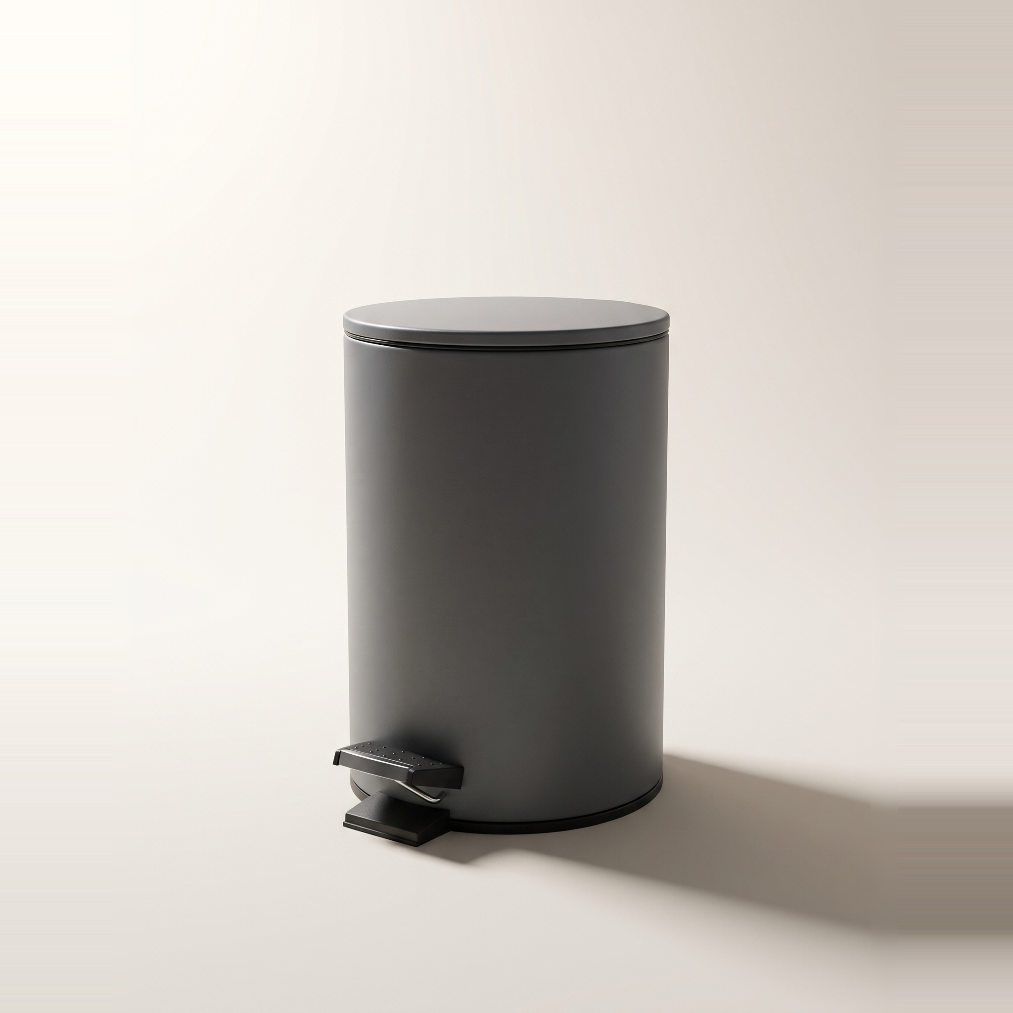 Poubelle à pédale 5 L avec couvercle fin à fermeture amortie — Gris mat