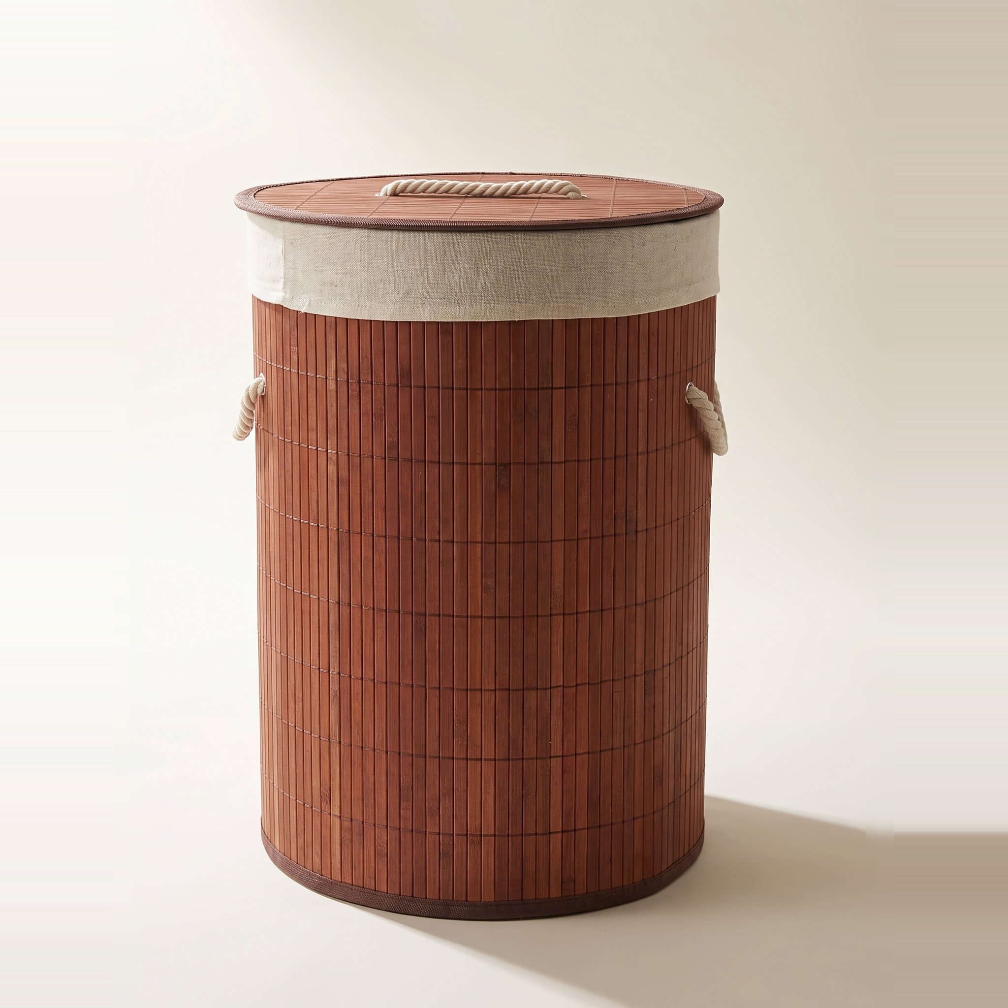 Panier à linge rond en bambou avec couvercle
