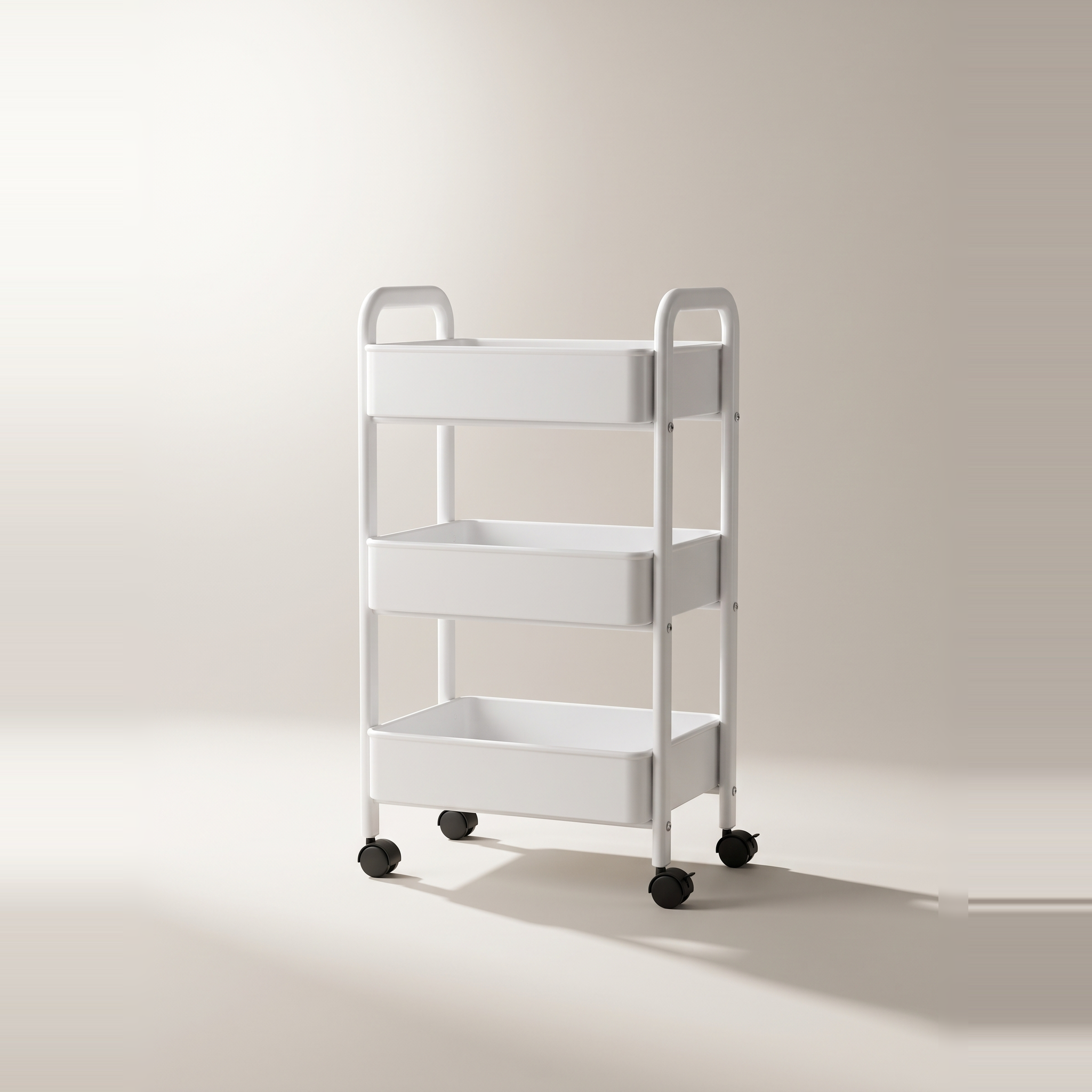 Chariot de rangement à roulettes en métal à 3 niveaux — Blanc