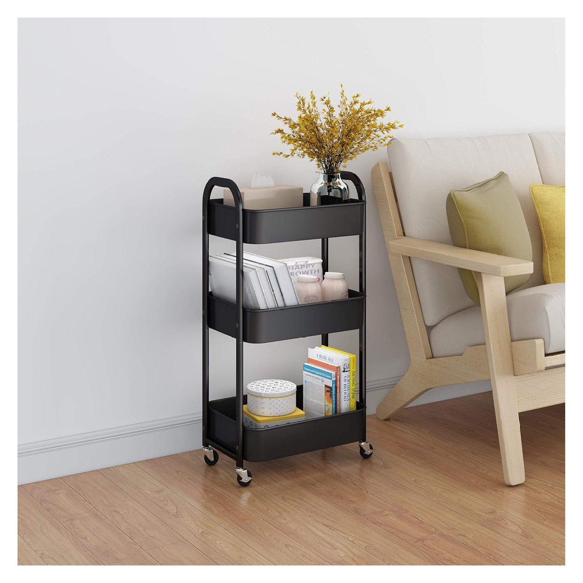 Black metal trolley 44*29.5*76 cm