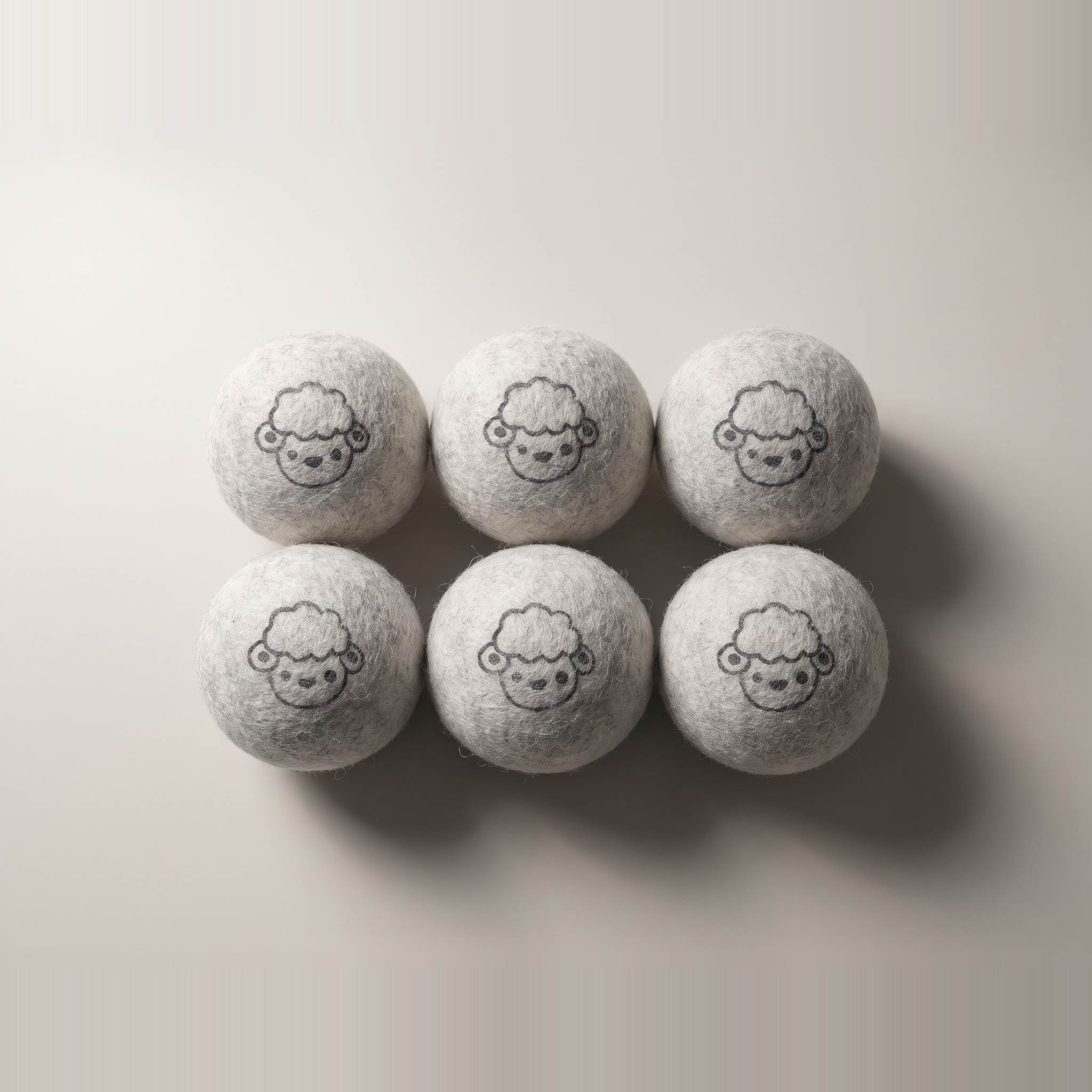 Boules de séchage en laine 100 % naturelle — Gris clair, paquet de 6
