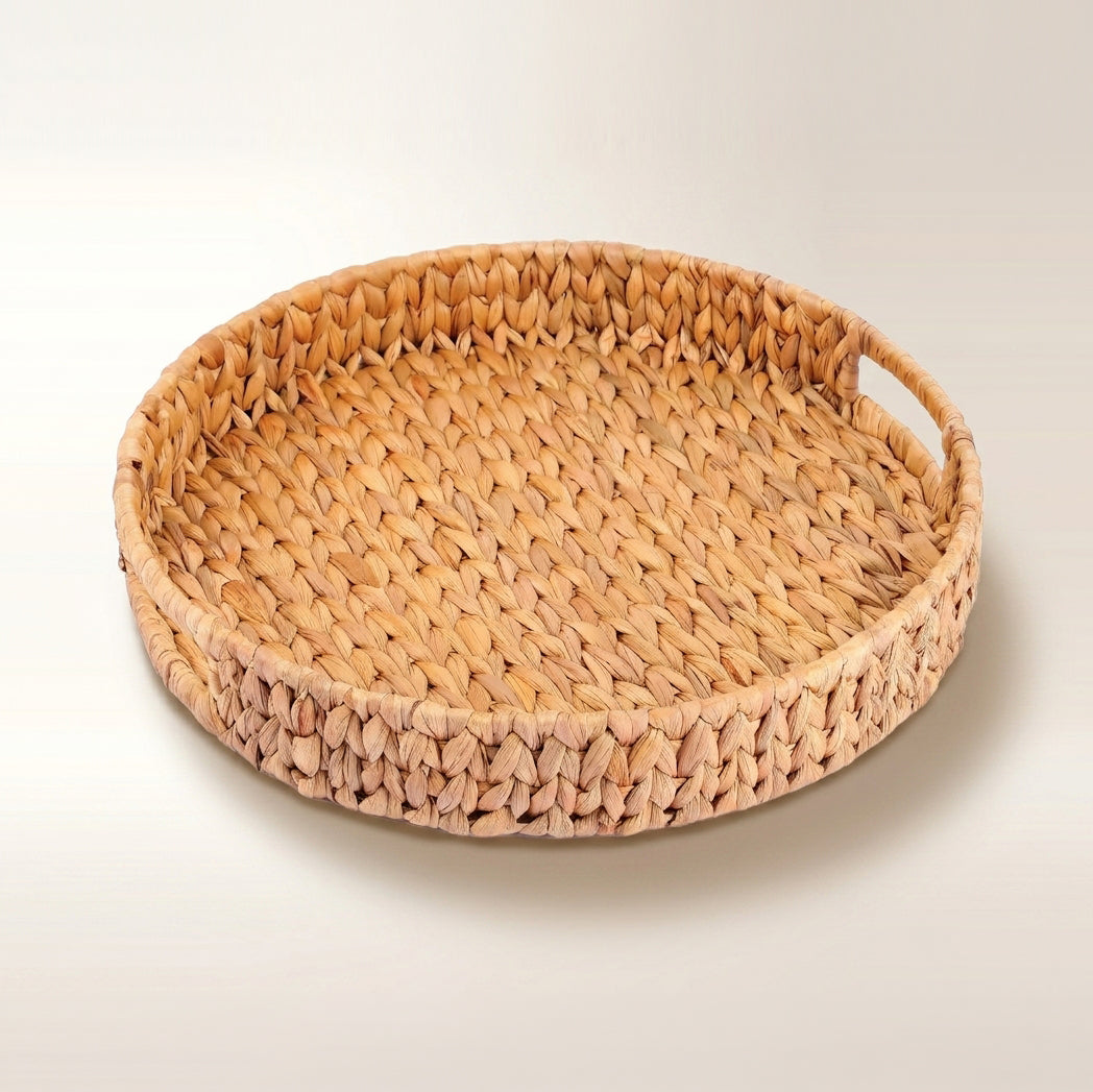 Water Hyacinth Storage and Serving Tray with Handles — 38 x 38 x 6 cm