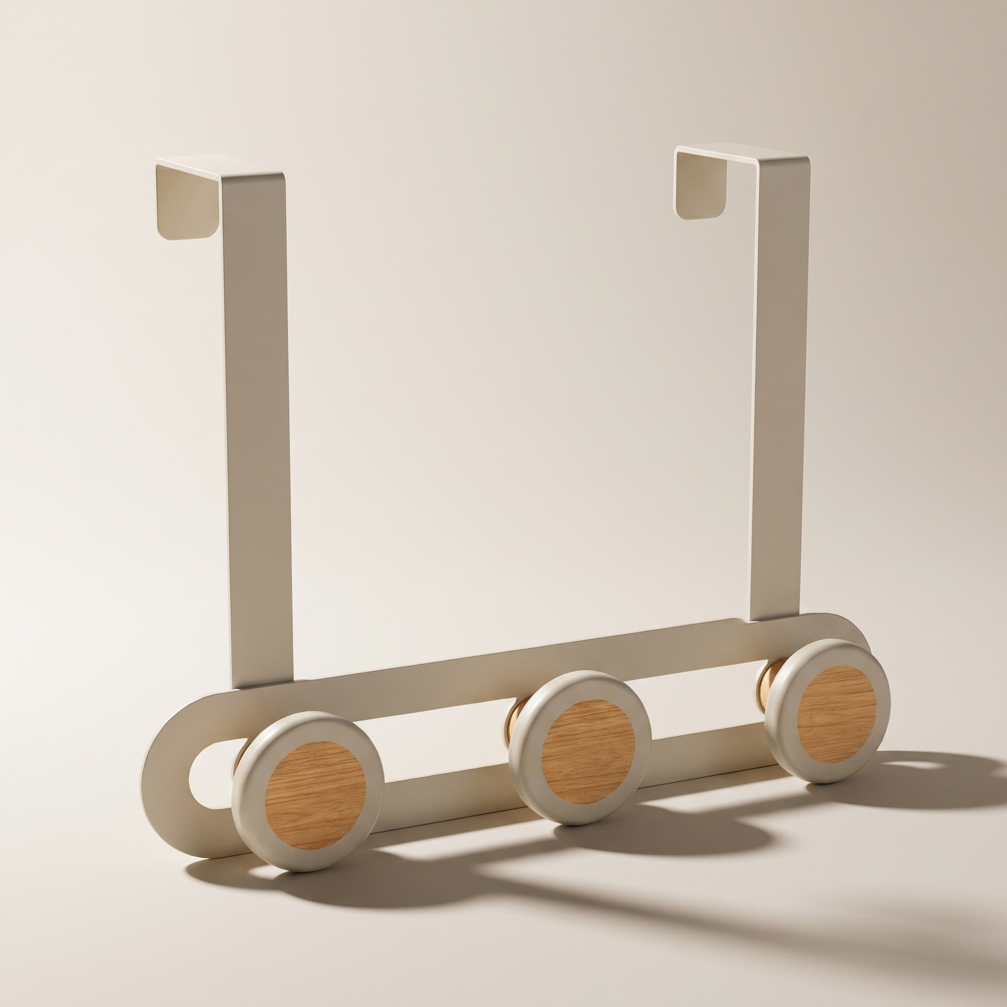 Porte-manteau 3 patères à suspendre à la porte – Beige mat