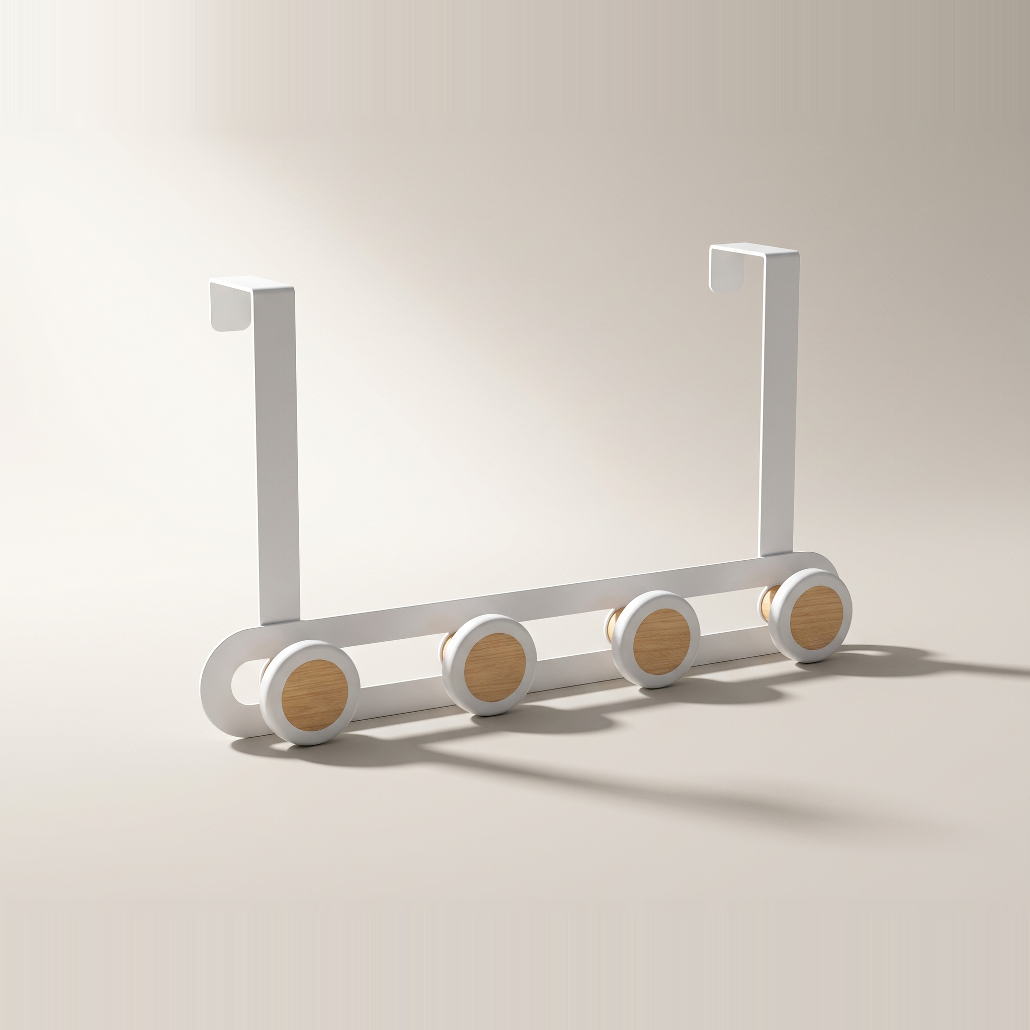 Patère de porte à 4 boutons — Blanc mat
