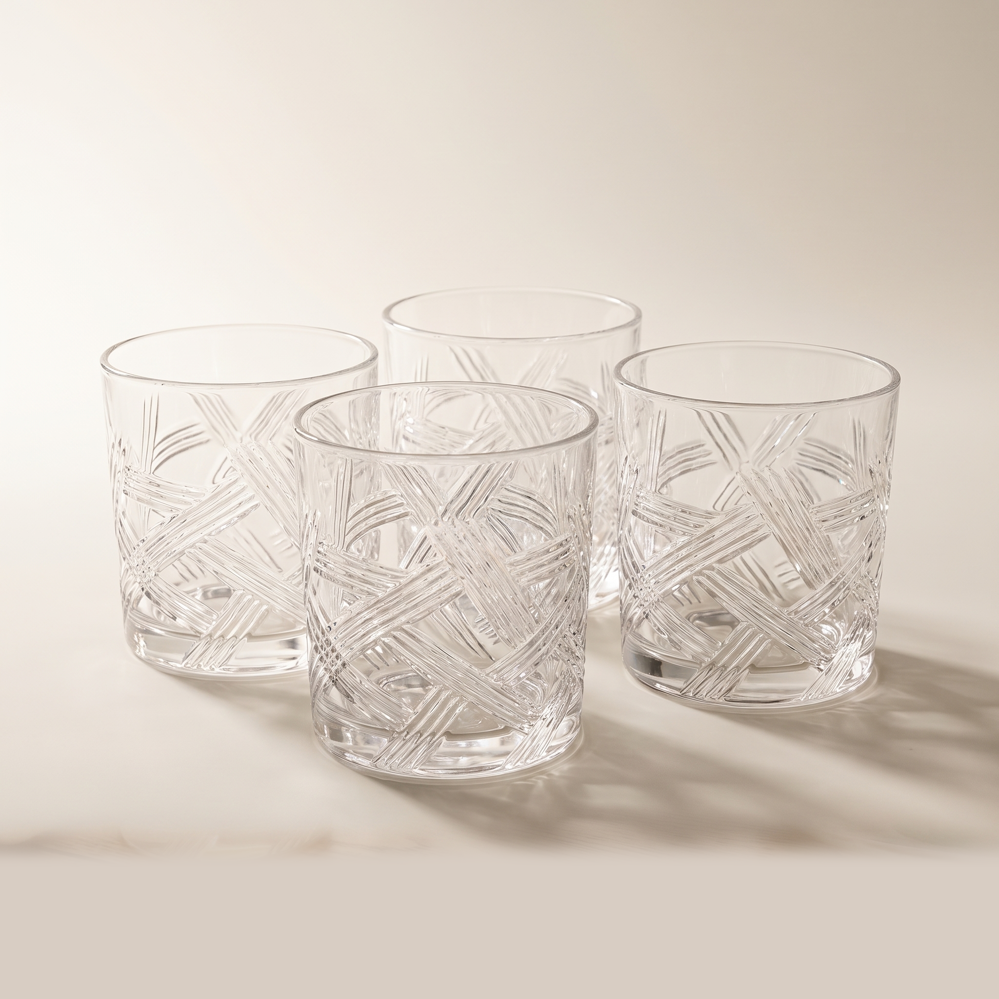 Verres bas à coupe losange matelassé — Lot de 4