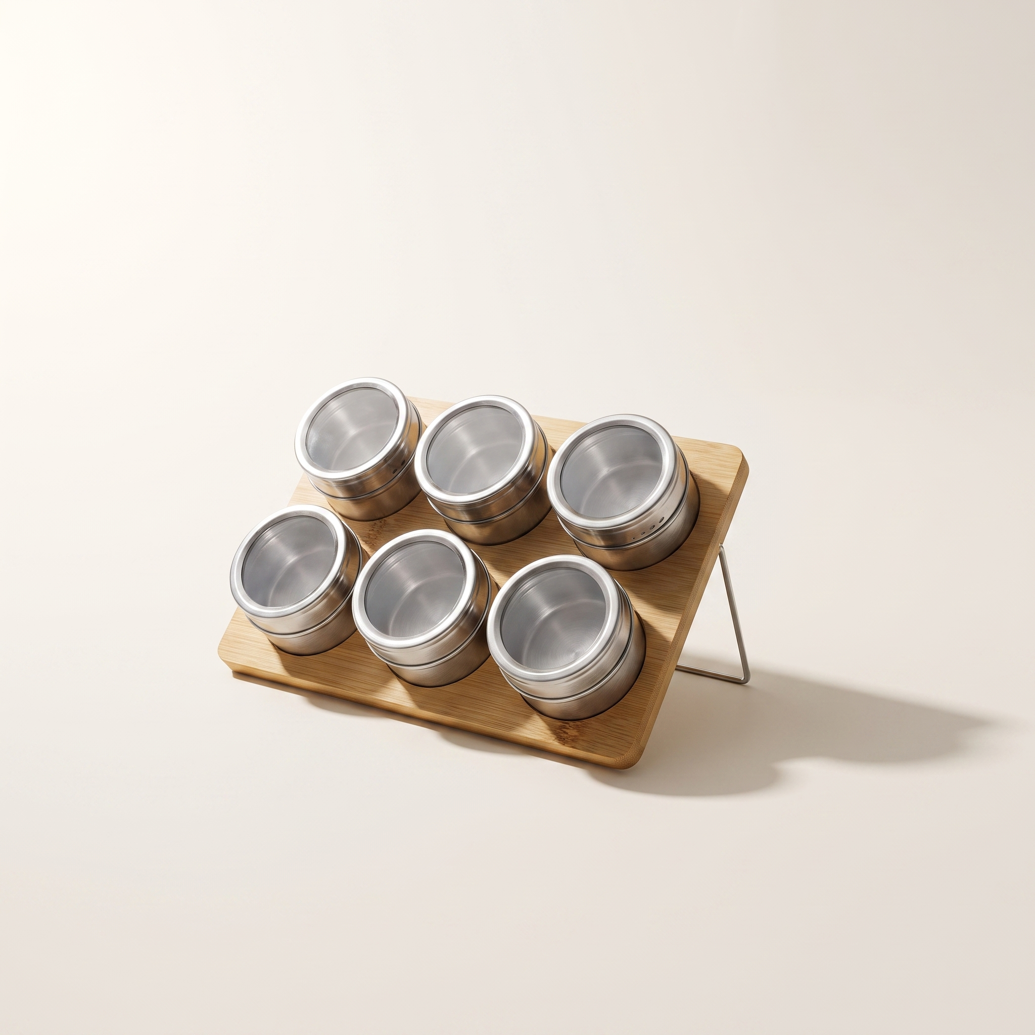 Ensemble de 6 pots à épices avec plateau magnétique en bambou (rectangulaire)
