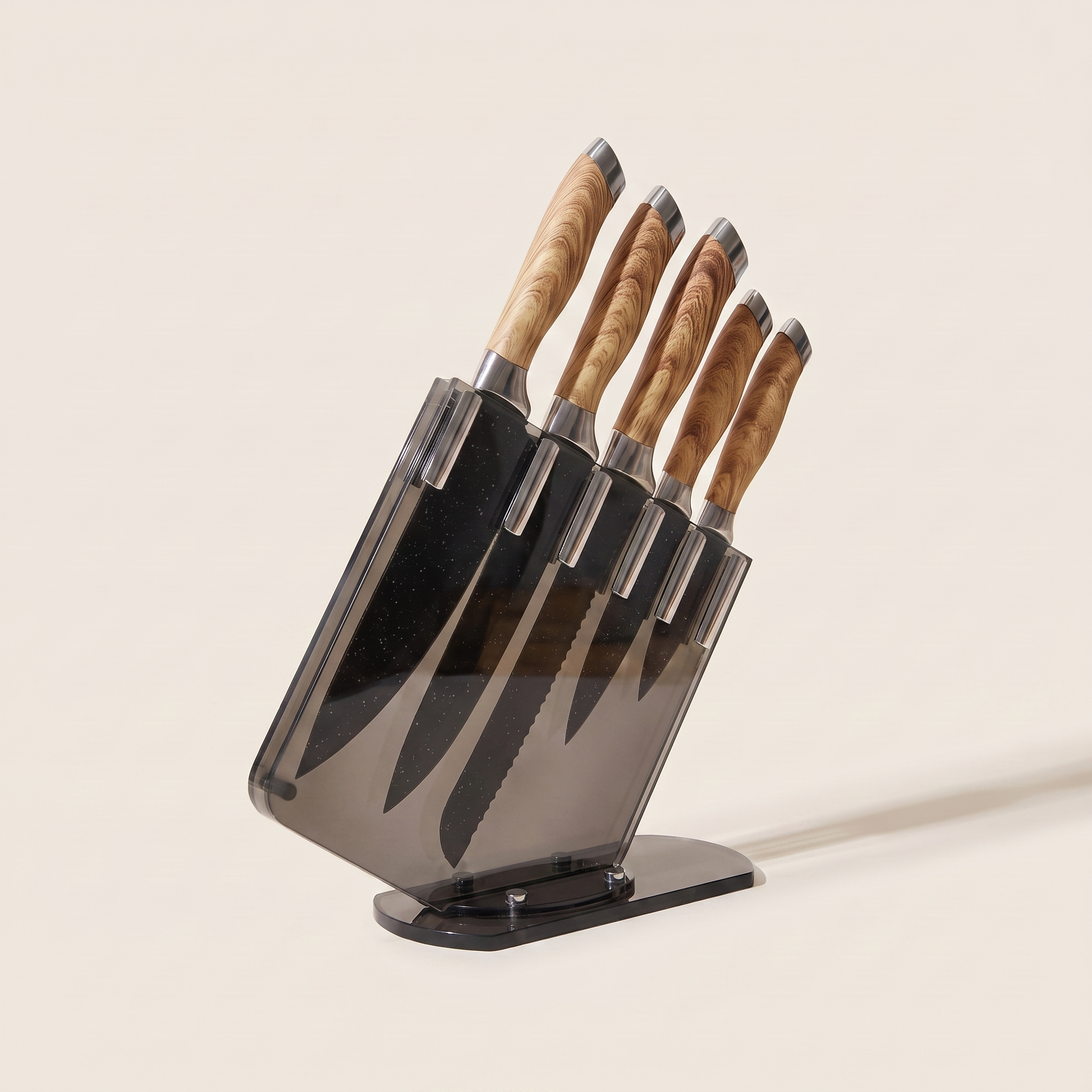 Ensemble de 6 couteaux de chef avec support en acrylique élégant