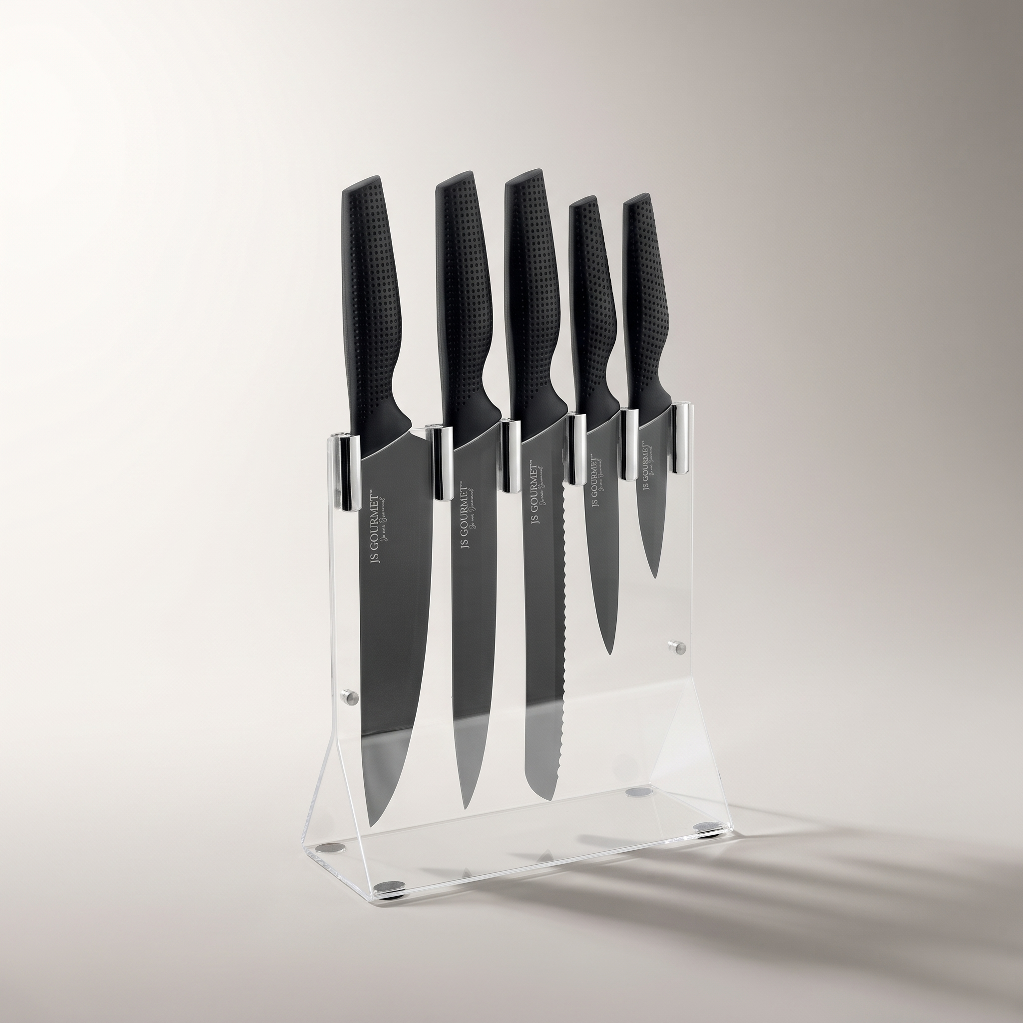 Ensemble de 6 couteaux classiques avec support transparent