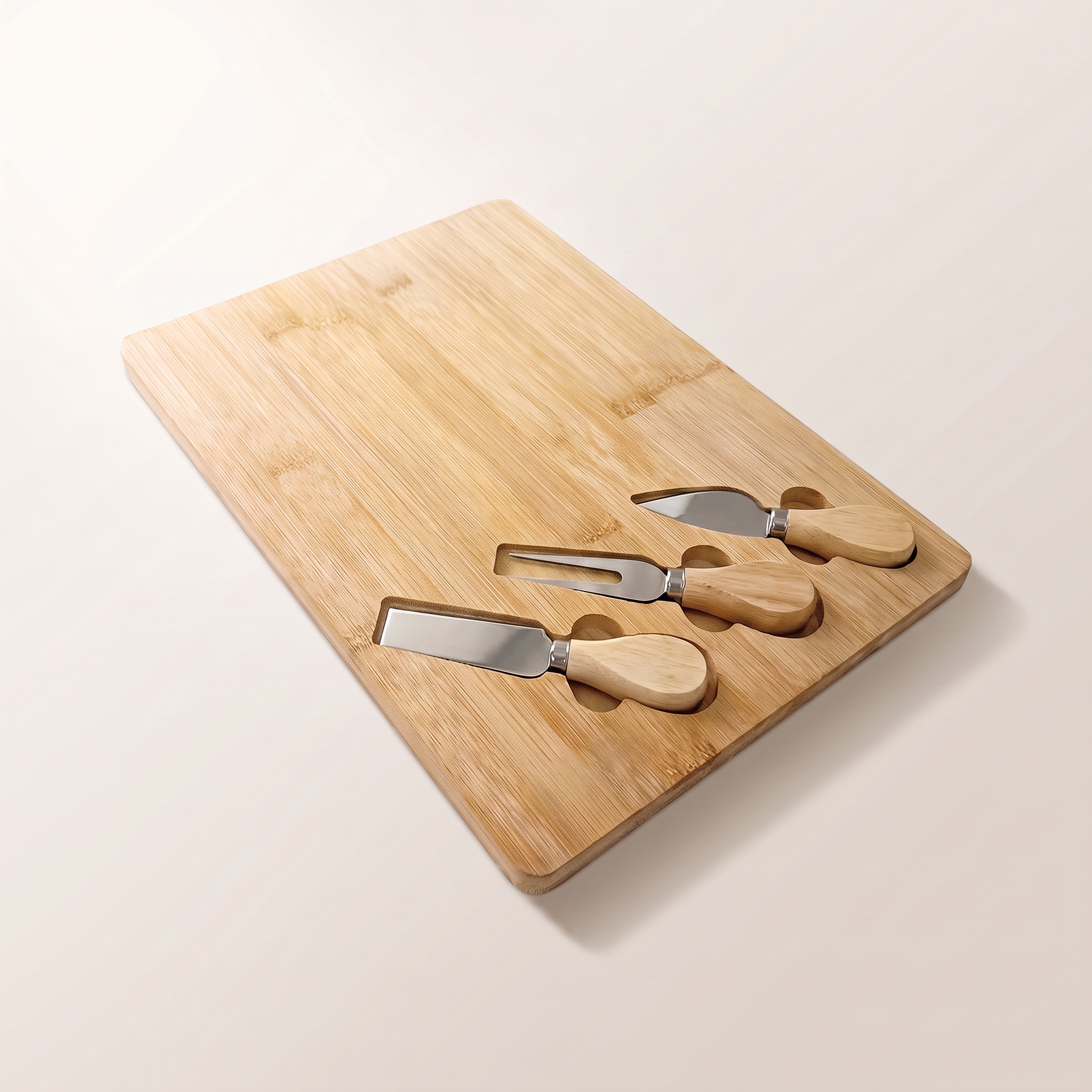 Planche à fromage en bambou avec 3 outils à fromage et support intégré