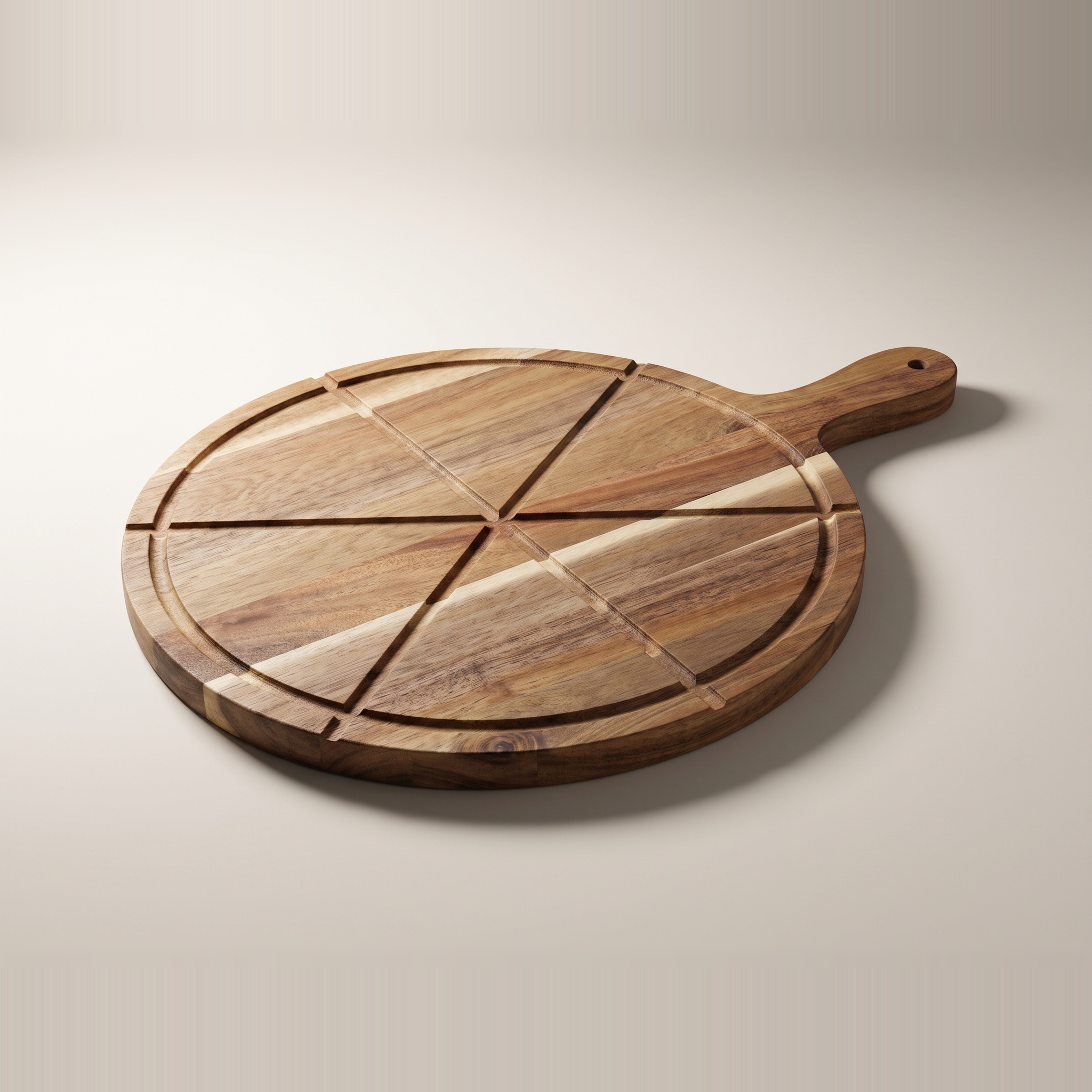 Planche à pizza réversible en bois d'acacia avec guides de coupe rainurés — 40 cm