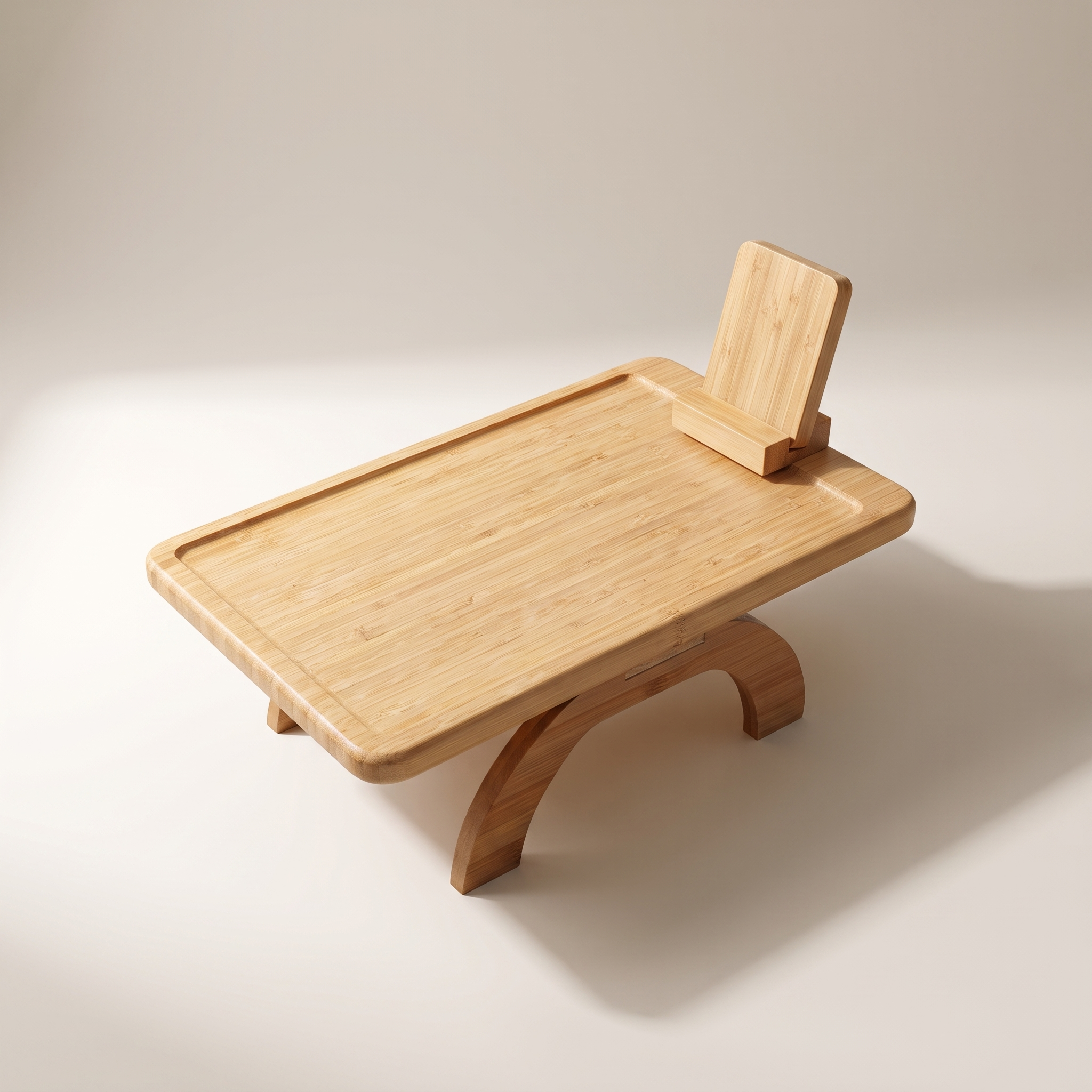 Plateau de table de canapé en bambou avec support d'appareil rotatif à 360°