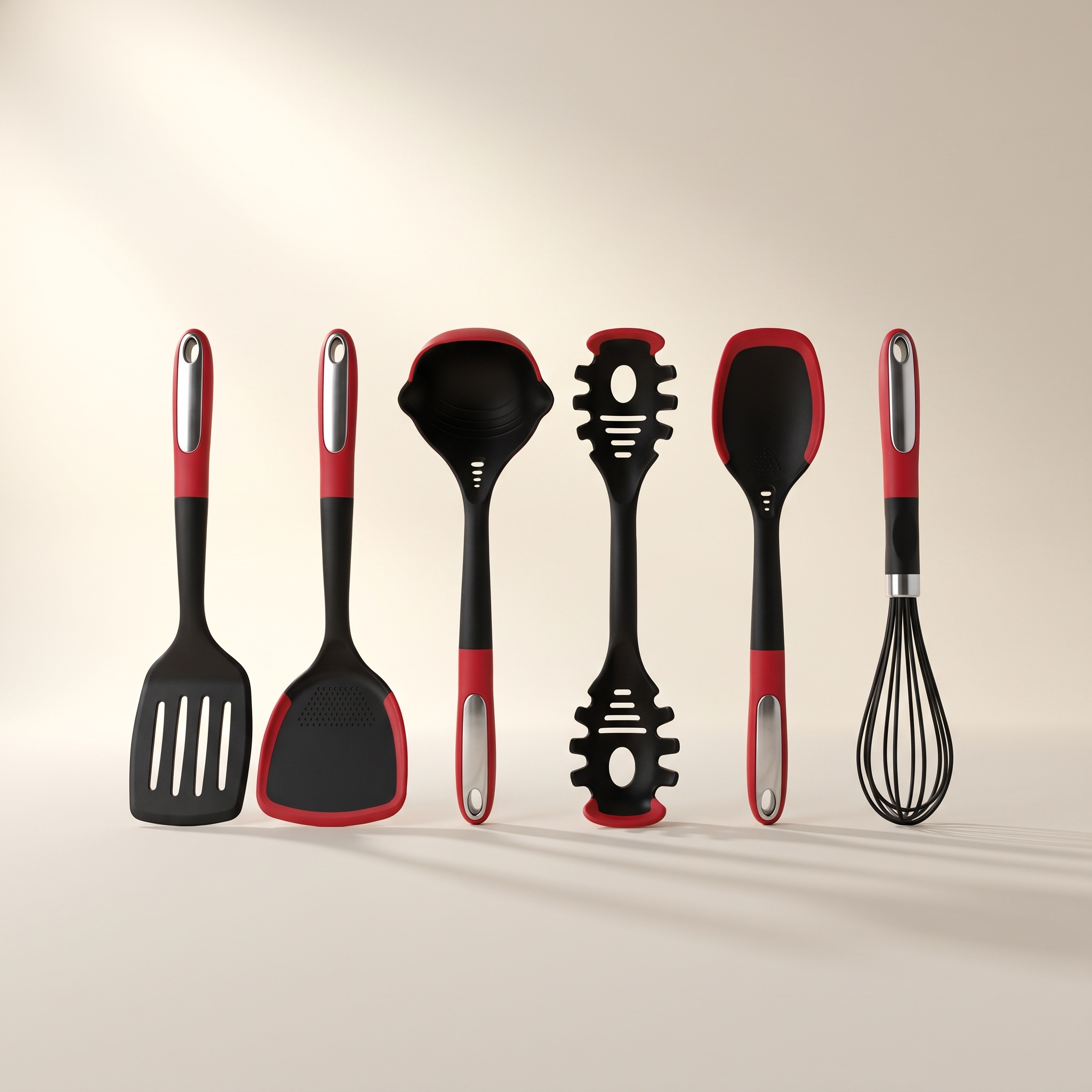 Ensemble d'ustensiles de cuisine 6 pièces — Manches rouges
