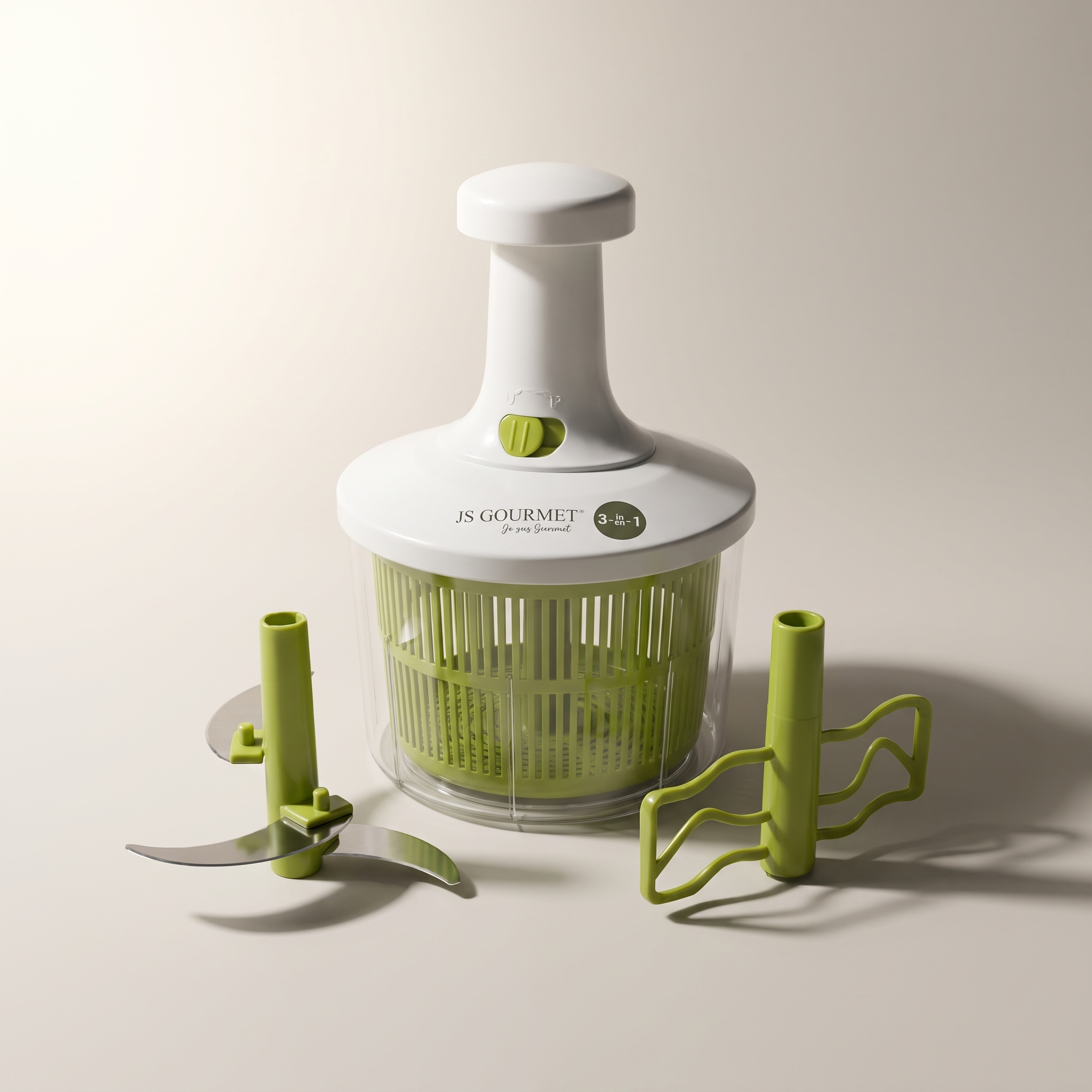 3-in-1 Food Chopper, Salad Spinner & Beater