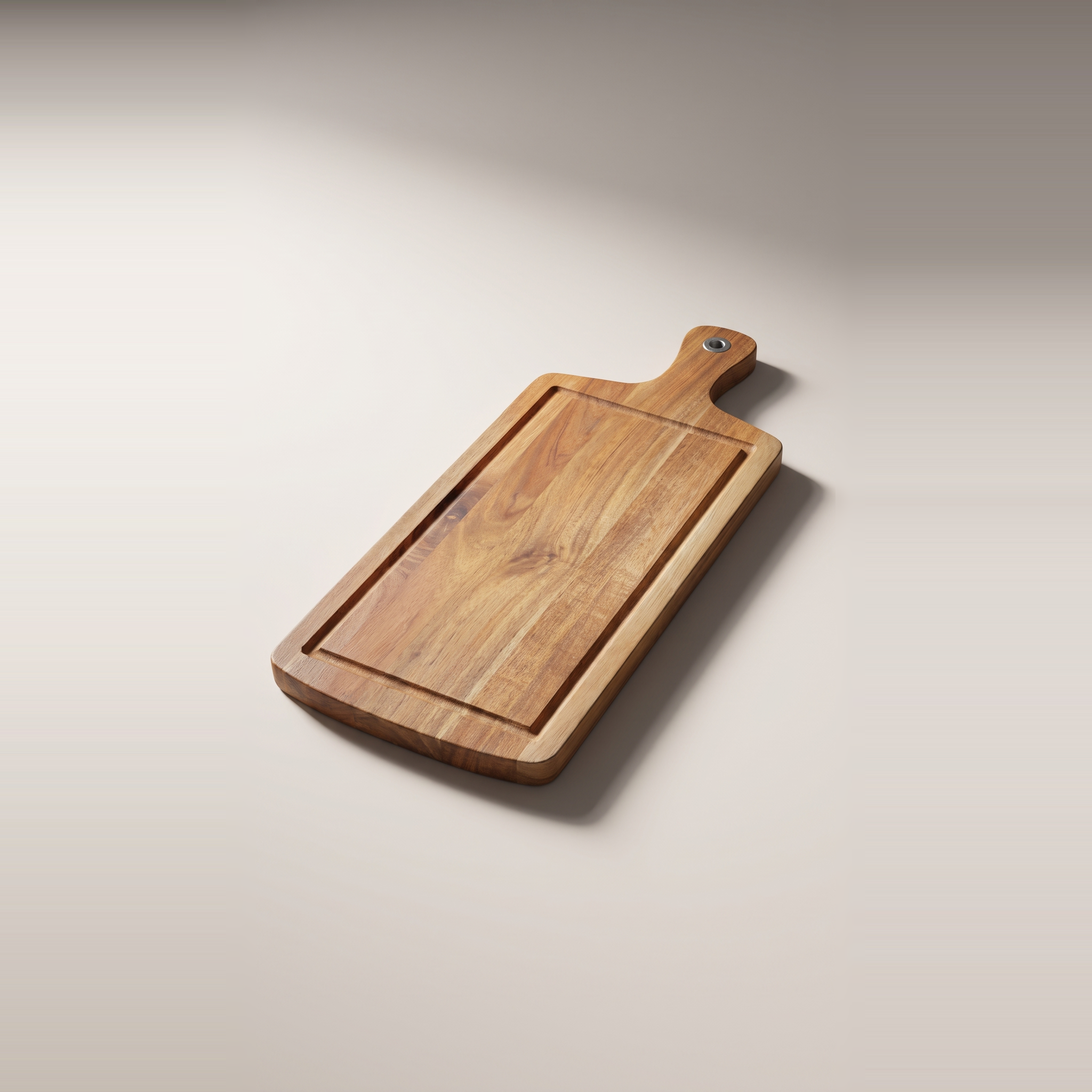 Planche à découper et de service en bois d'acacia avec rainures latérales