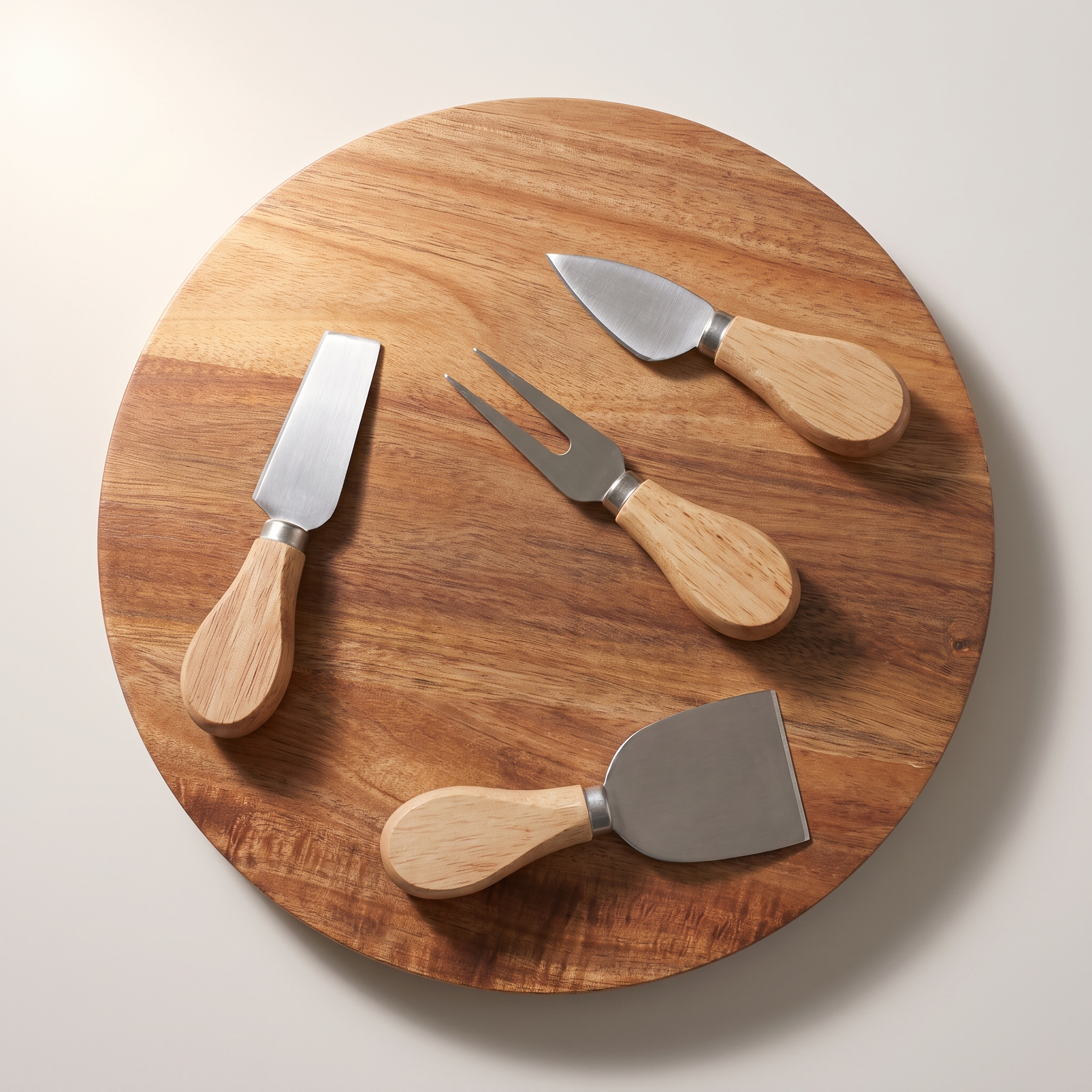 Plateau tournant 360° en bois d'acacia avec 3 outils à fromage