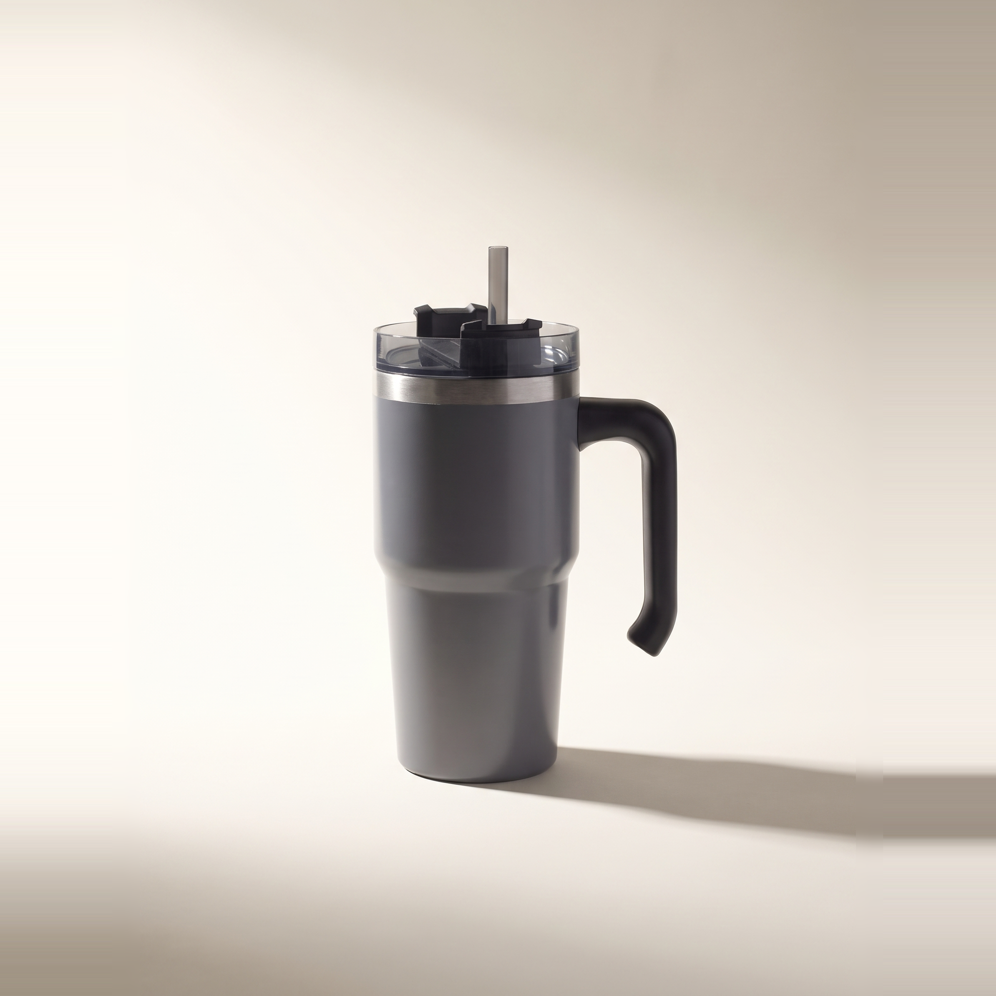 JS Gourmet Double-Wall Insulated Stainless Steel Travel Mug, 600 ml — Grey