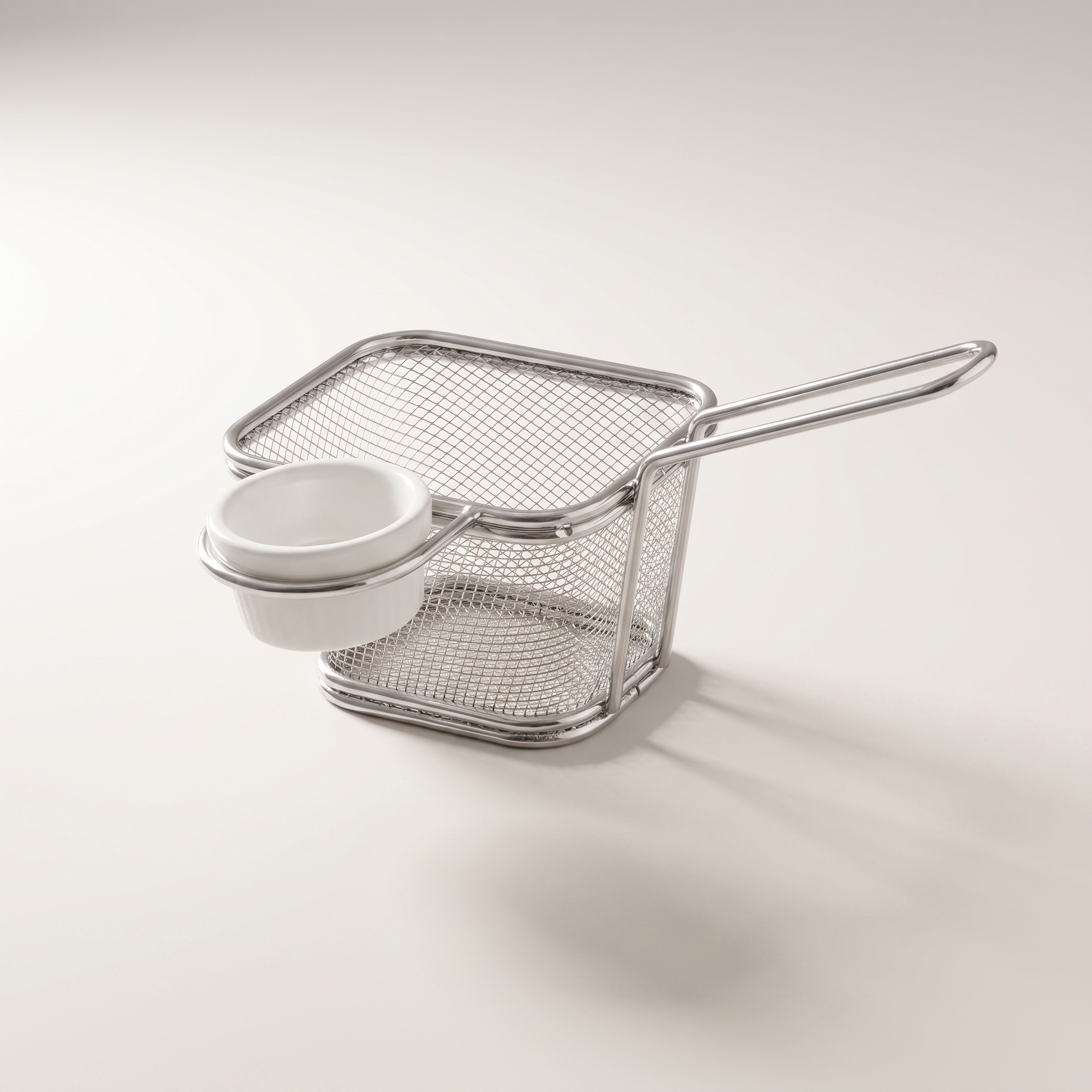 2-Piece French Fries Holder with Ceramic Dipping Bowl