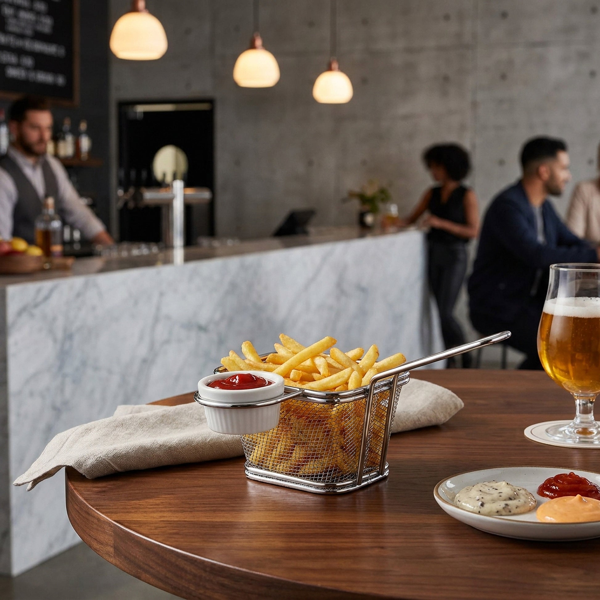 2-Piece French Fries Holder with Ceramic Dipping Bowl