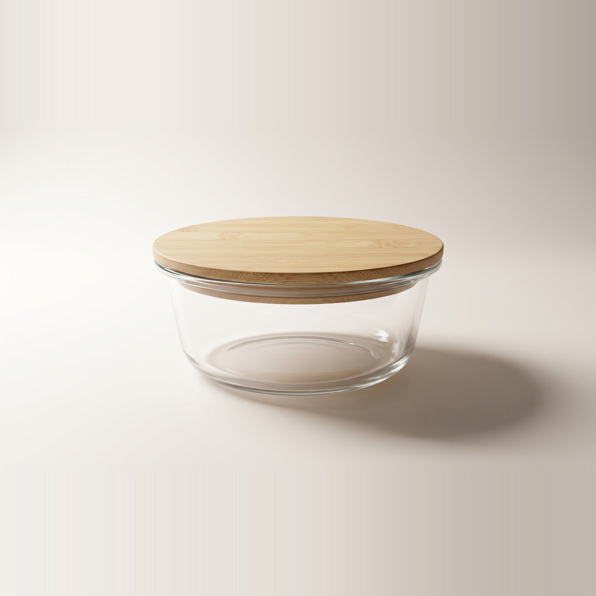 Récipient alimentaire rond en verre borosilicaté de 620 ml avec couvercle en bambou