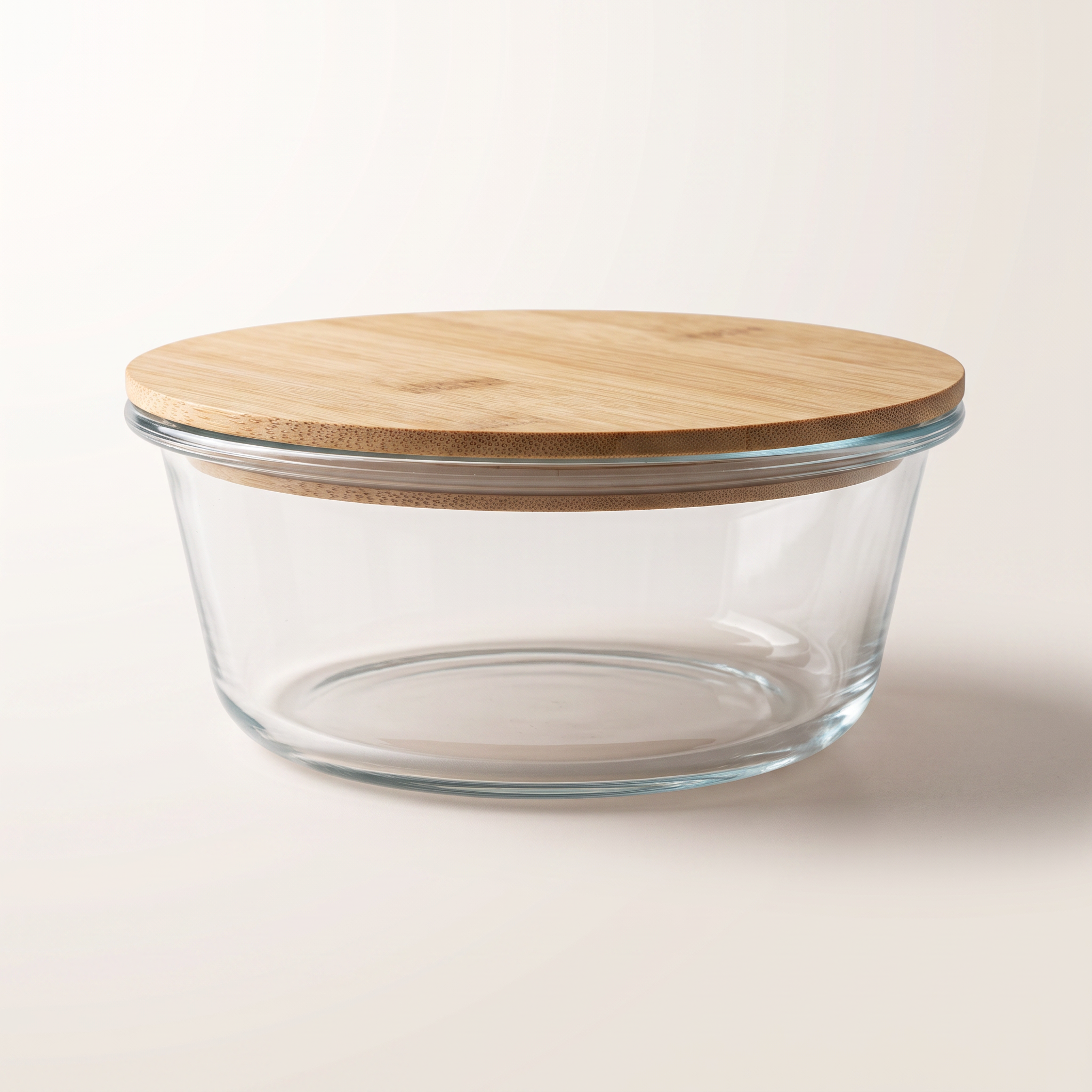 Récipient alimentaire rond en verre borosilicate JS Gourmet avec couvercle en bambou