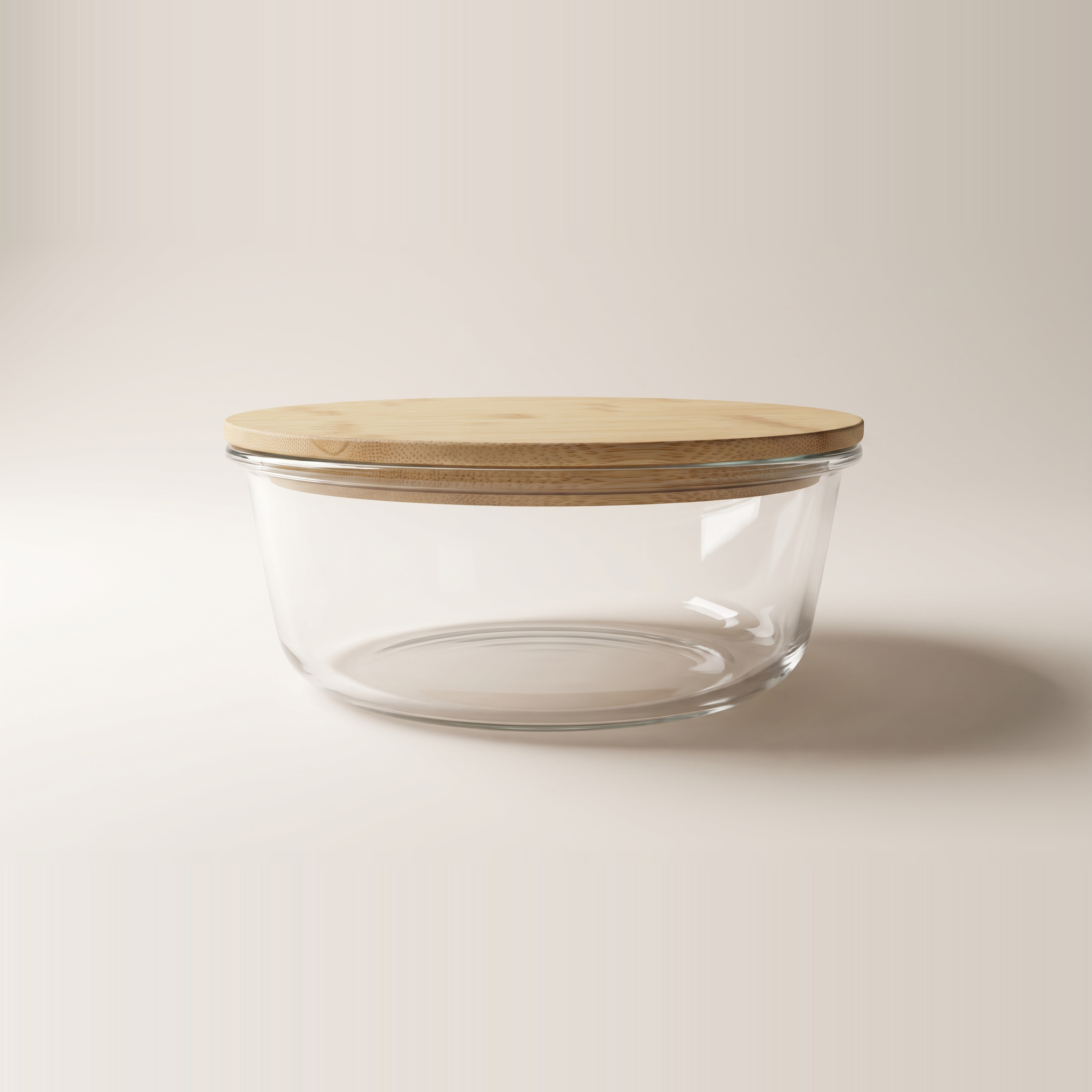 Récipient alimentaire rond en verre borosilicaté JS Gourmet avec couvercle en bambou — 1300 ml