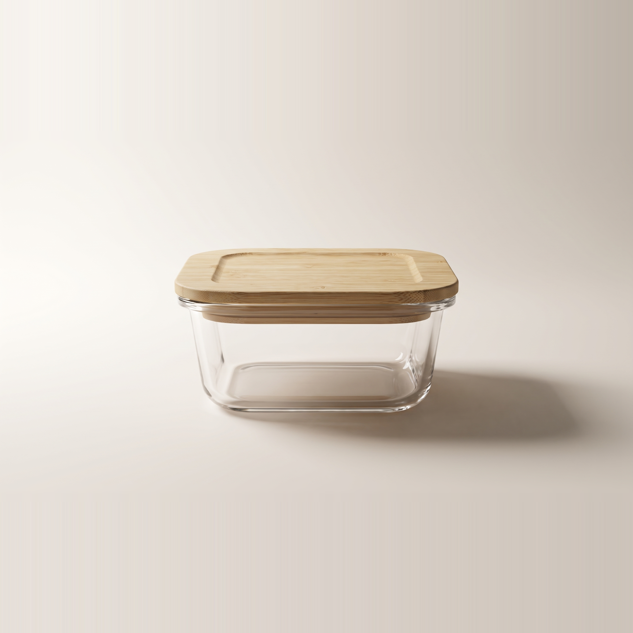 Boîte alimentaire carrée en verre borosilicate de 520 ml avec couvercle en bambou