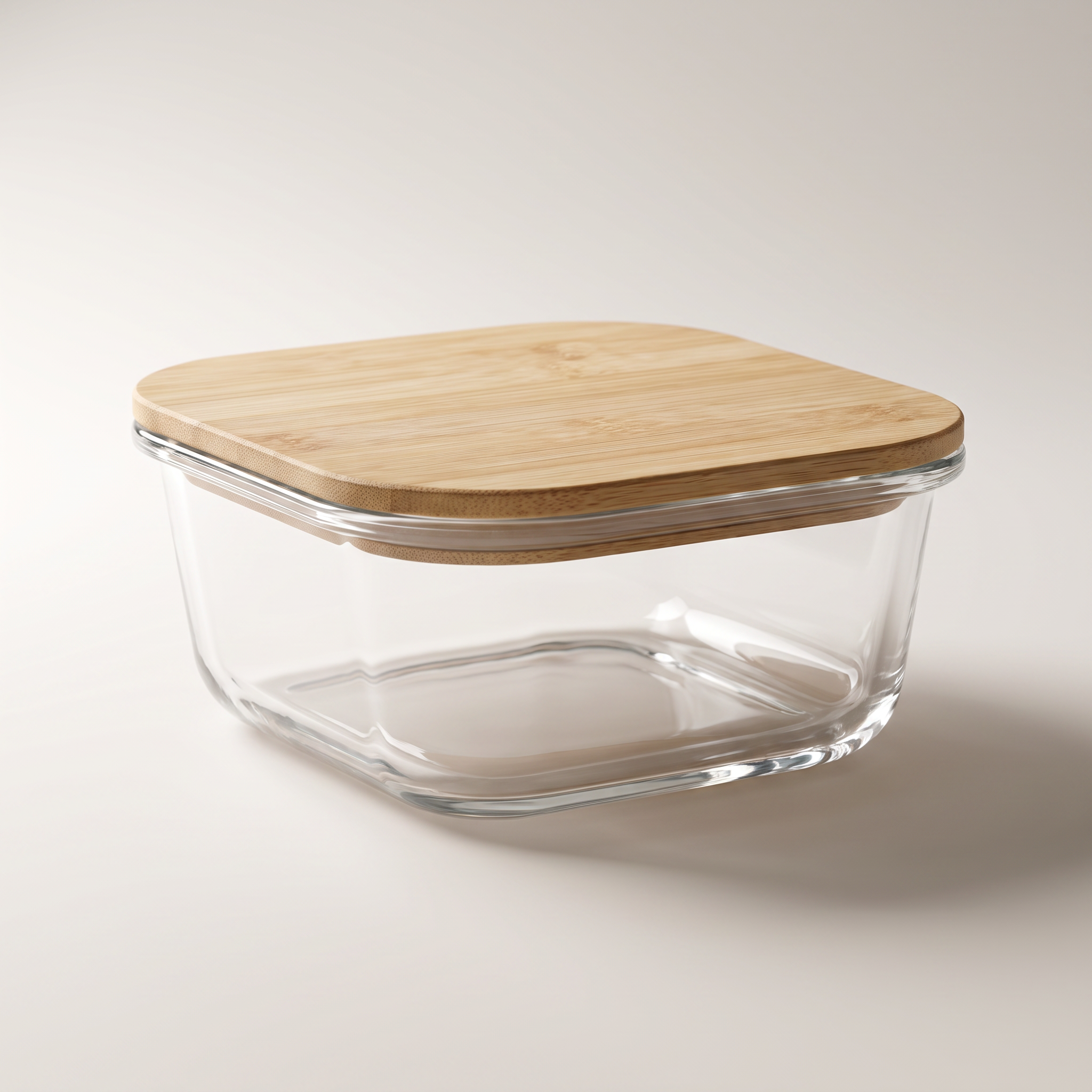 Boîte alimentaire carrée en verre borosilicate de 520 ml avec couvercle en bambou