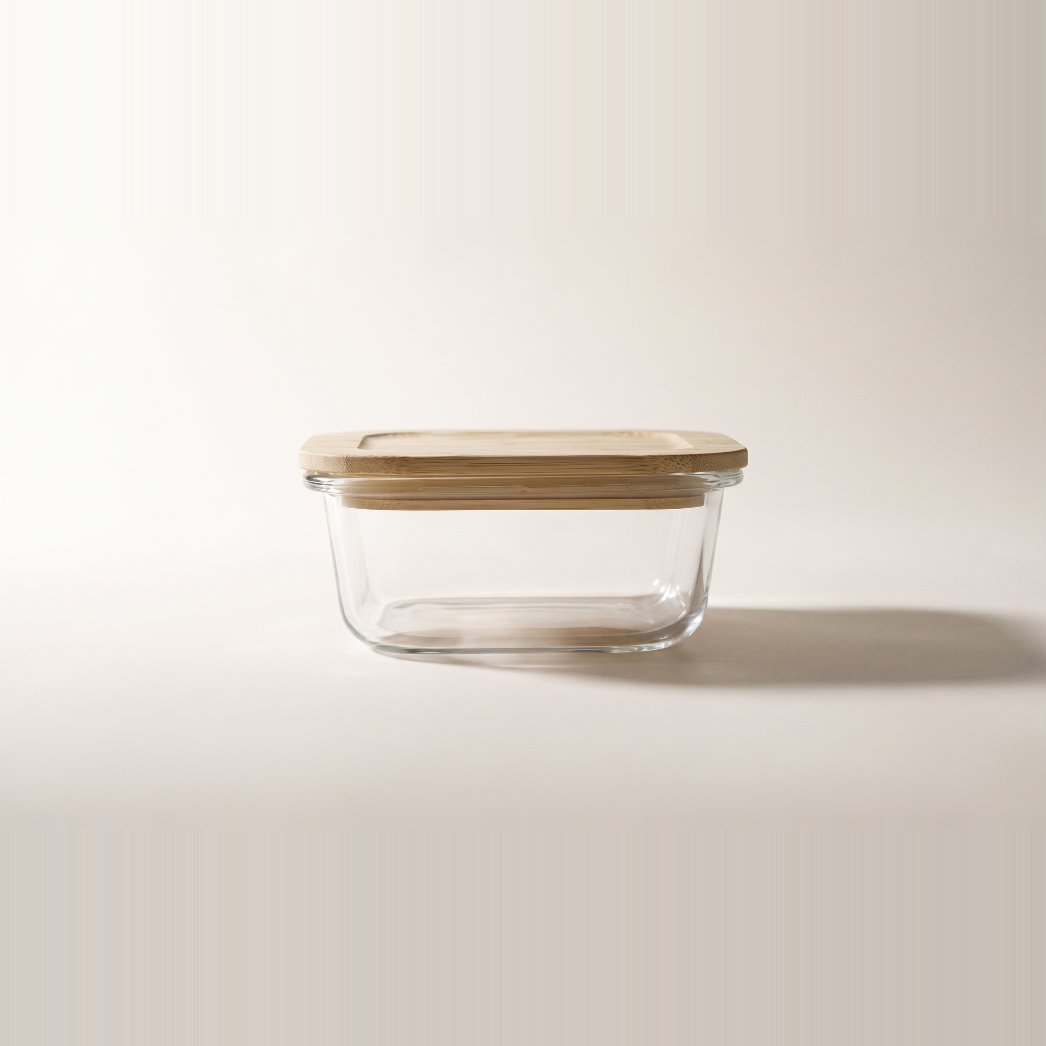 Récipient alimentaire carré en verre borosilicaté JS Gourmet avec couvercle en bambou — 800 ml