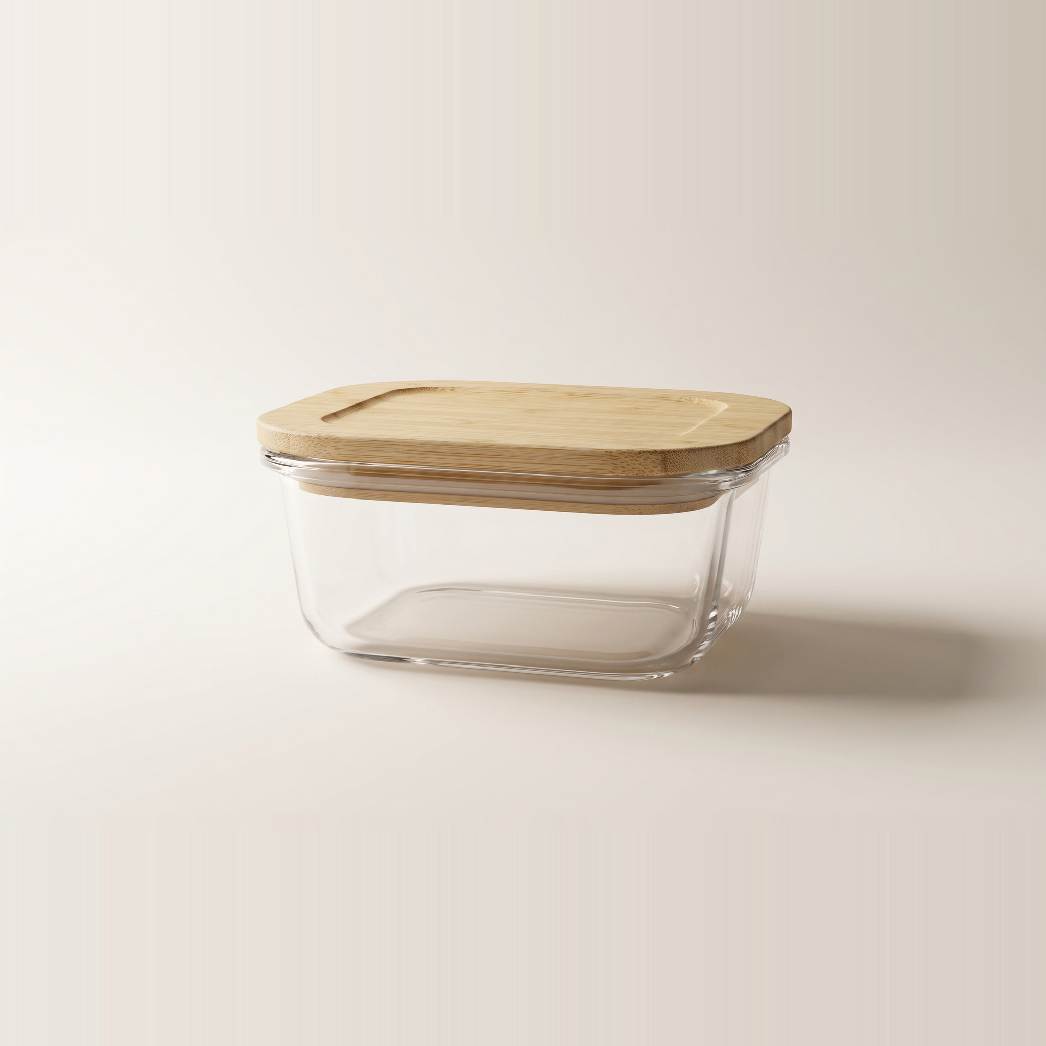 Récipient alimentaire carré en verre borosilicaté JS Gourmet avec couvercle en bambou — 1200 ml