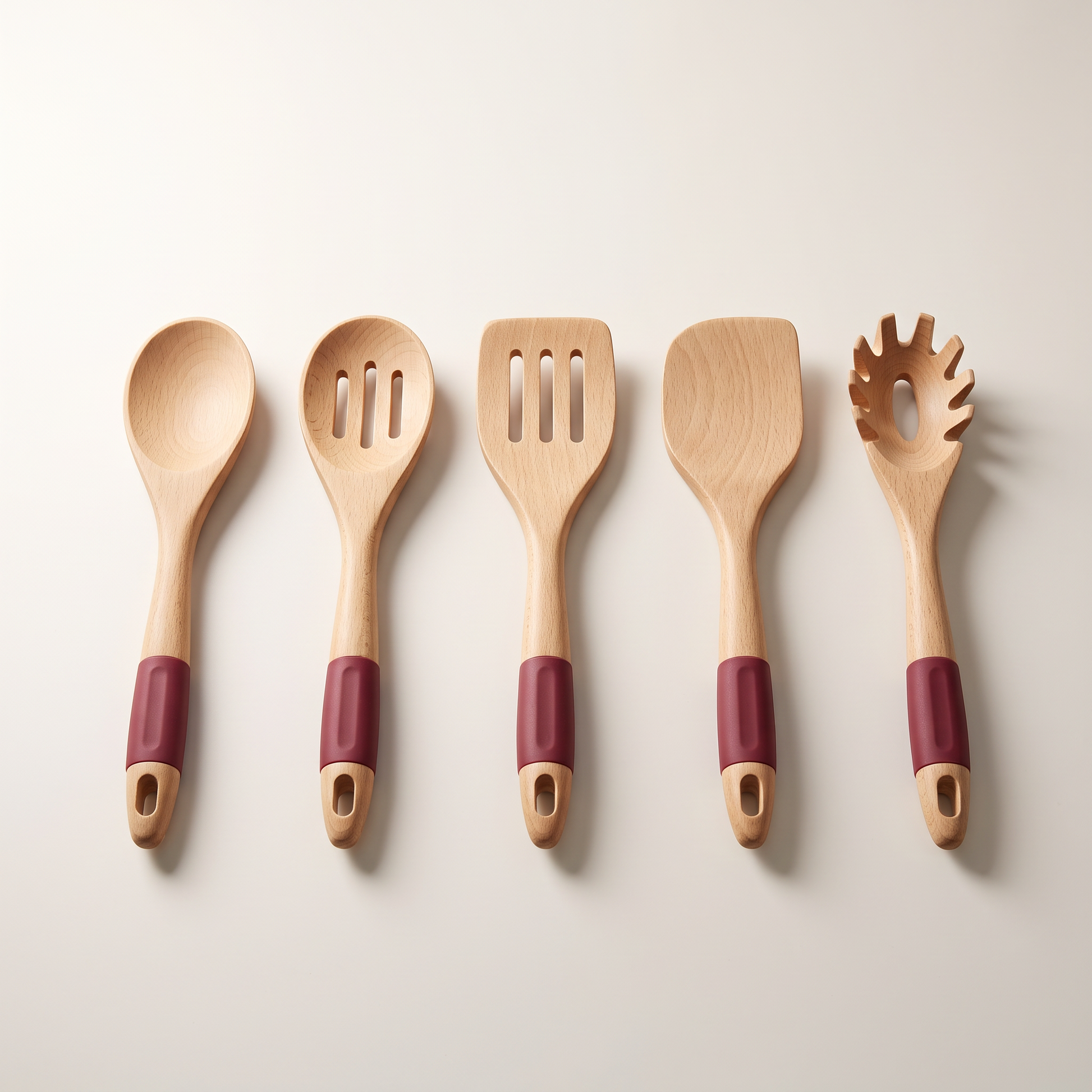 5-Piece Beechwood & Silicone Kitchen Utensil Set