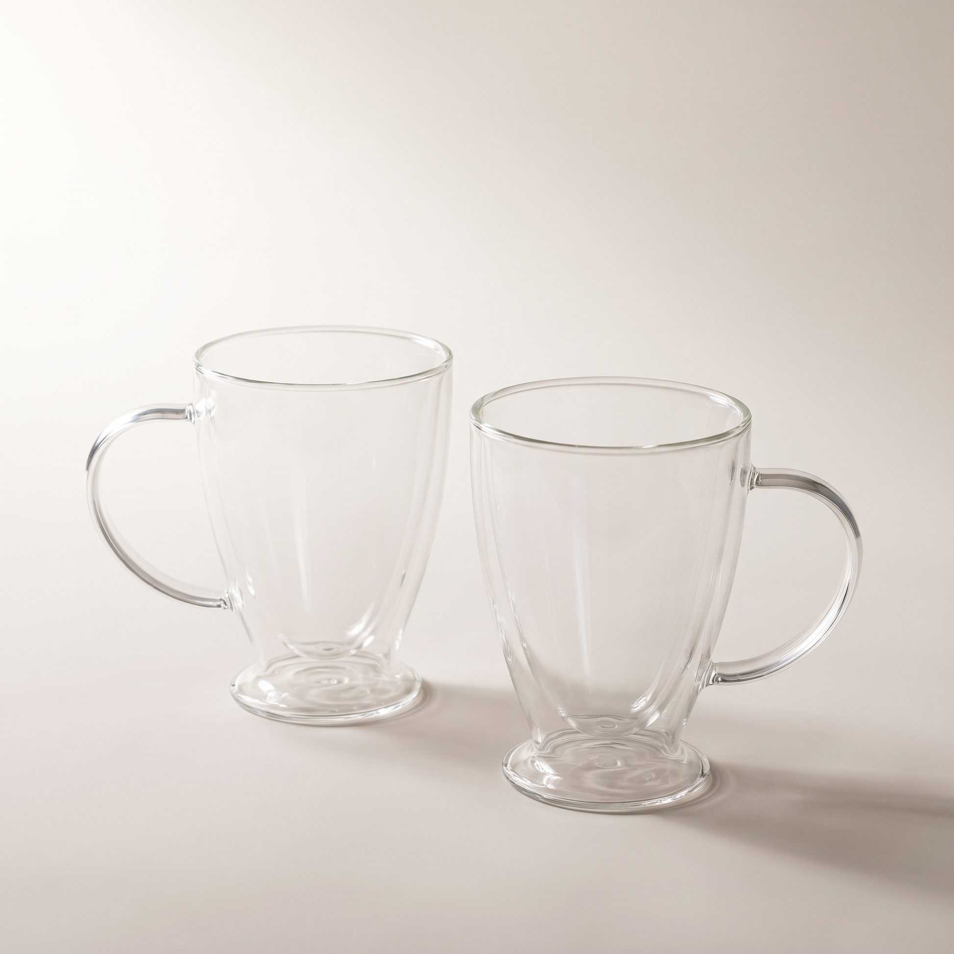 Classic Conical Double-Wall Glass Mugs —  2, 250 ml