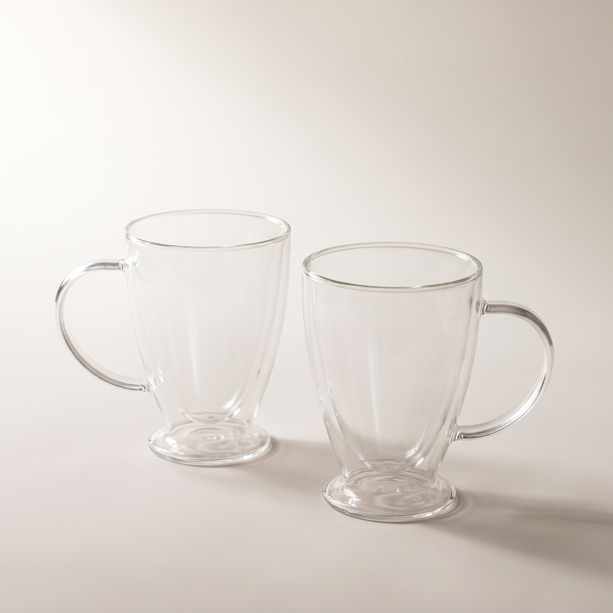 Classic Conical Double-Wall Glass Mugs —  2, 250 ml