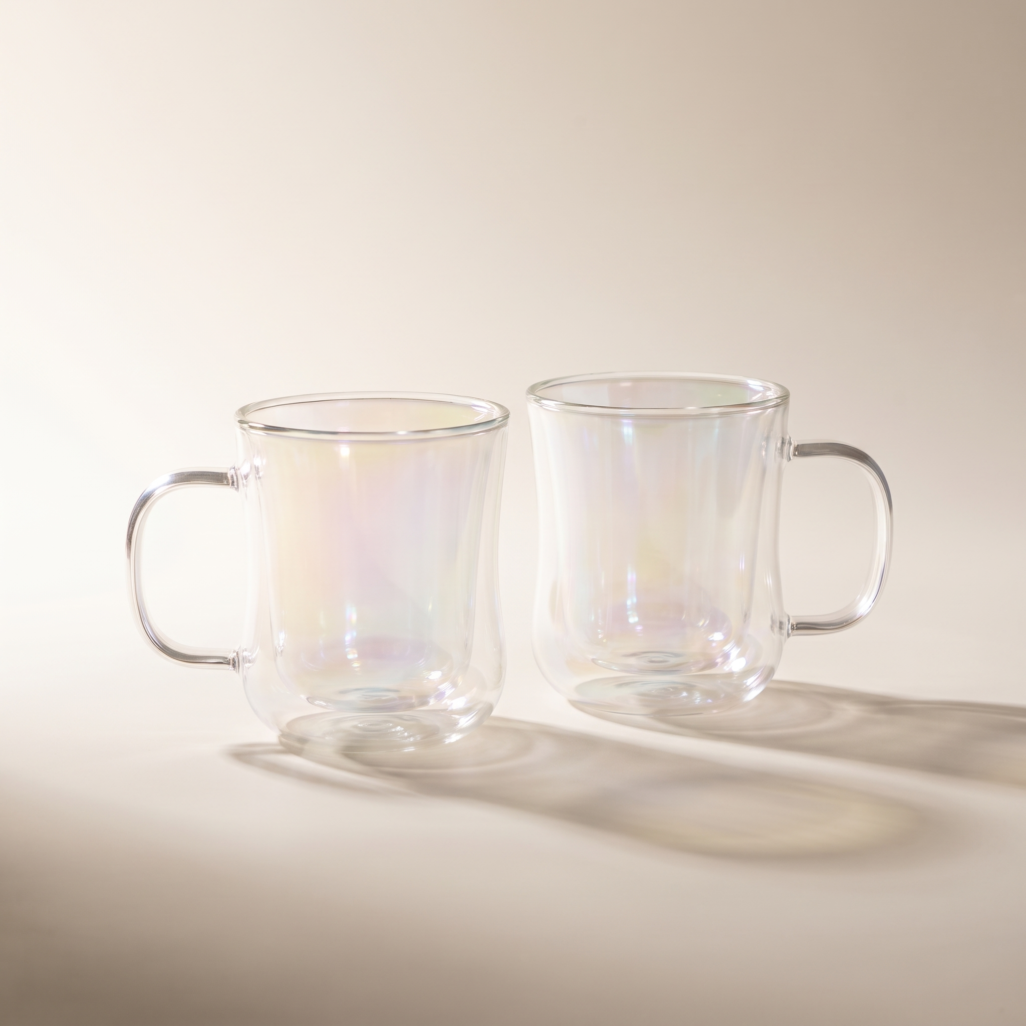 Mug en verre à double paroi nacré, lot de 2 (250 ml)