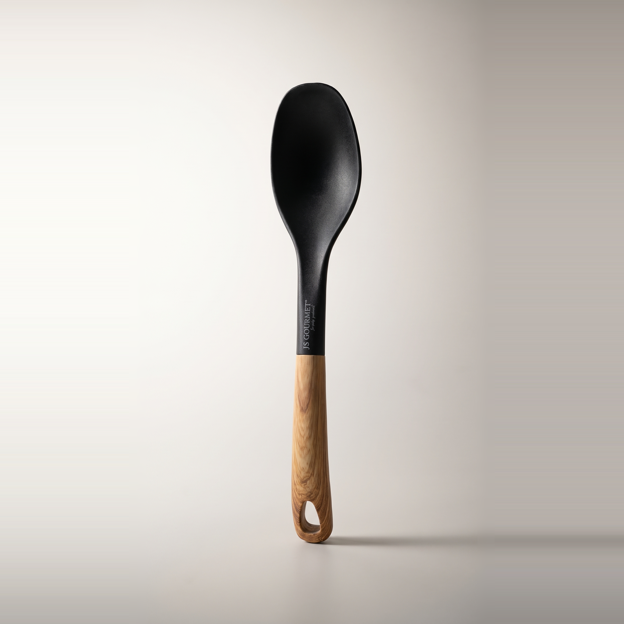 Cuillère de service JS Gourmet ERGO-Grip — Manche ergonomique en arc imitation bois