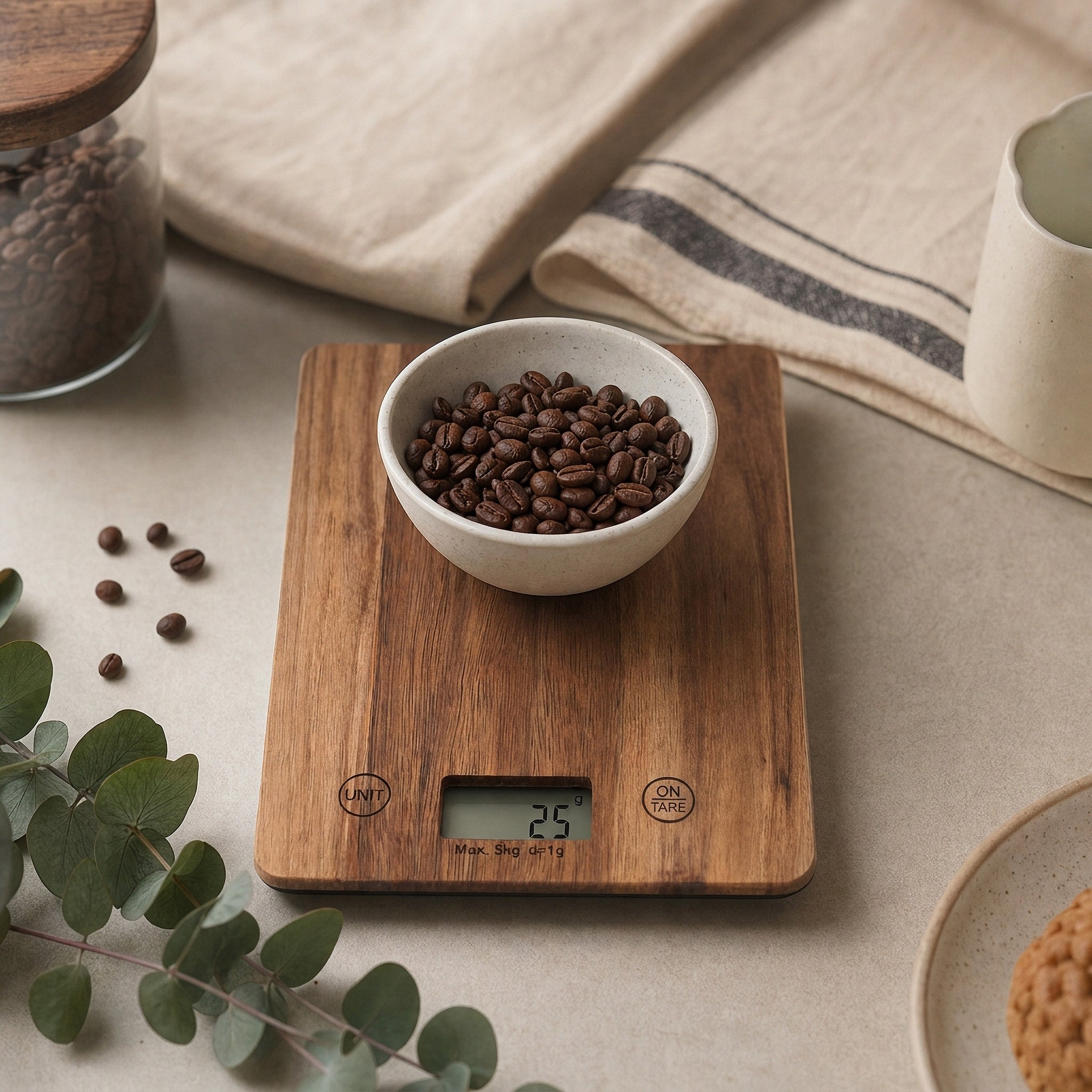 Digital Acacia Wood Kitchen Scale with LCD Display