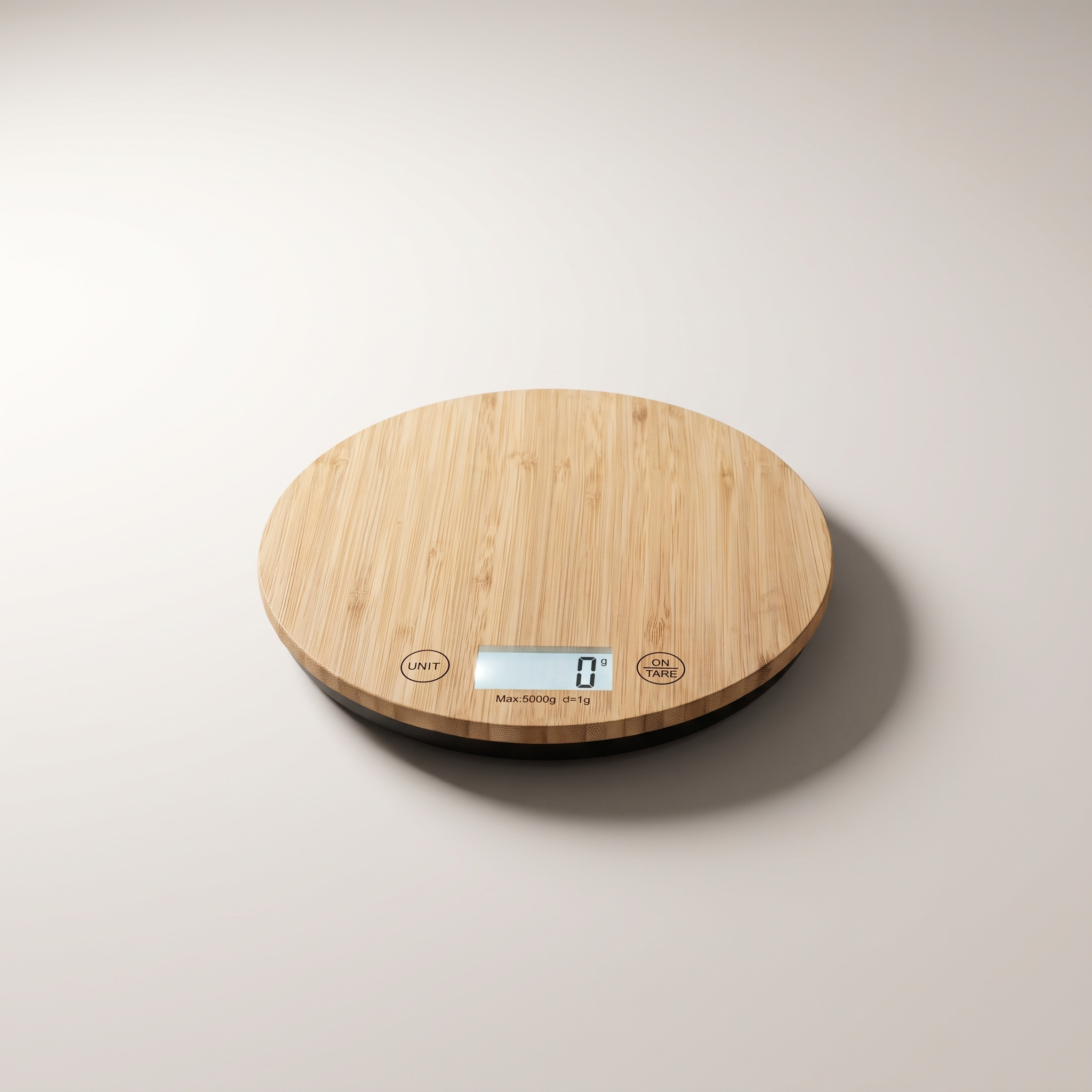 Round Digital Bamboo Kitchen Scale with LCD Display