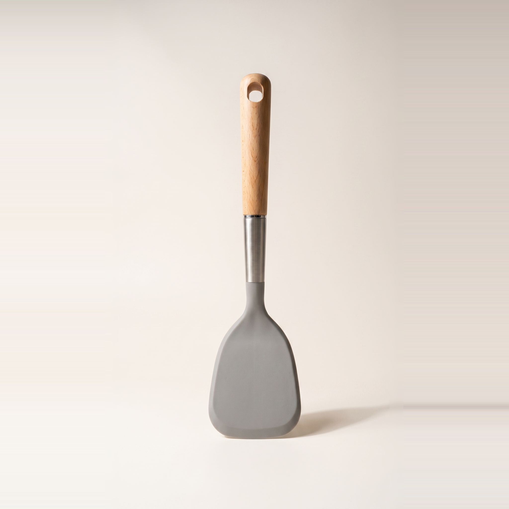 Spatule pleine en silicone avec manche en hêtre
