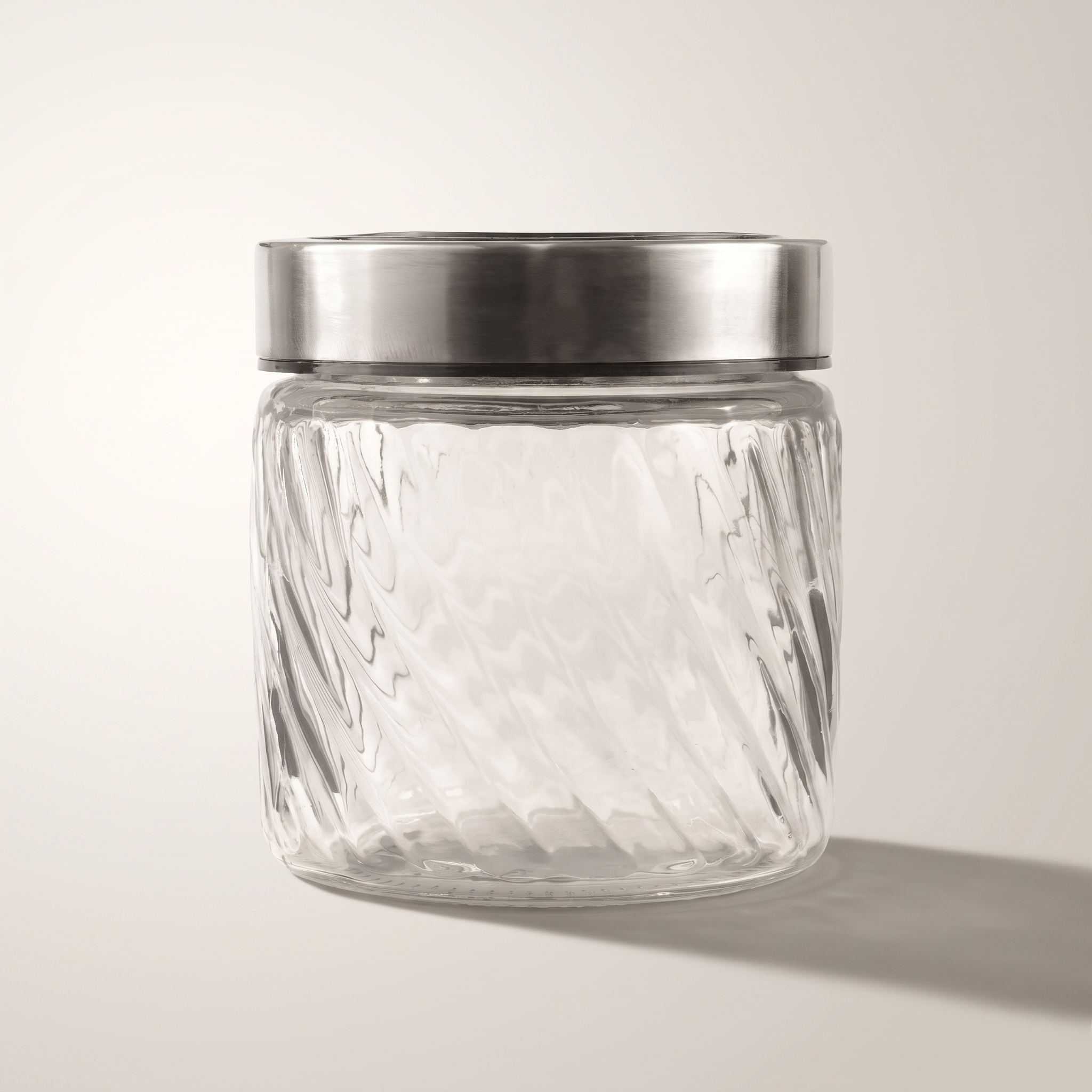 Bocal en verre gaufré de 0,9 L avec couvercle à torsion en acier inoxydable