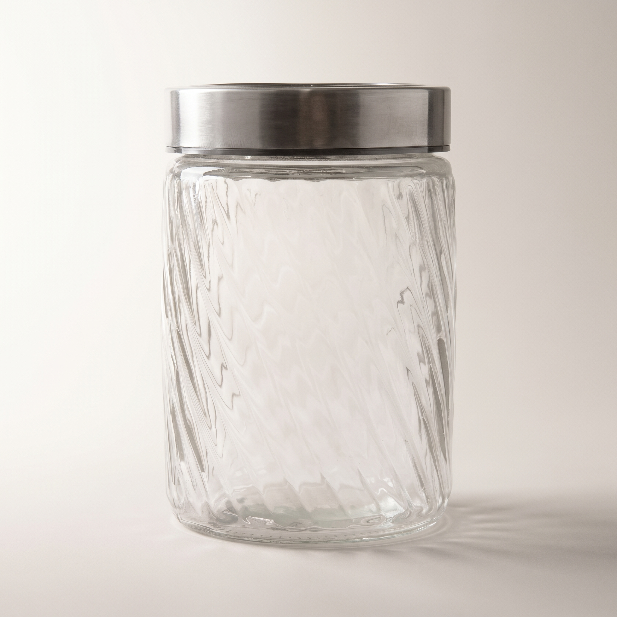 Récipient en verre gaufré avec couvercle à visser en acier inoxydable, 1,7 L