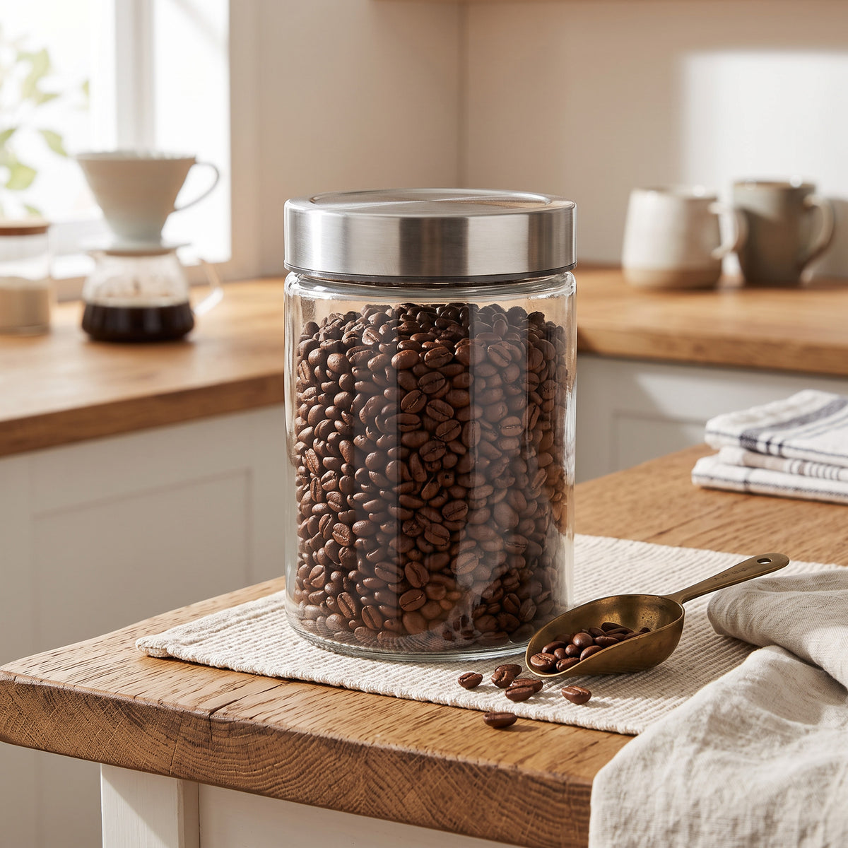 Glass Canister with Stainless Steel Twist-Lock Lid, 1.3L