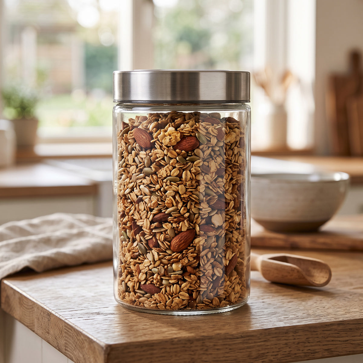 Glass Canister with Stainless Steel Twist-Lock Lid, 1.7L