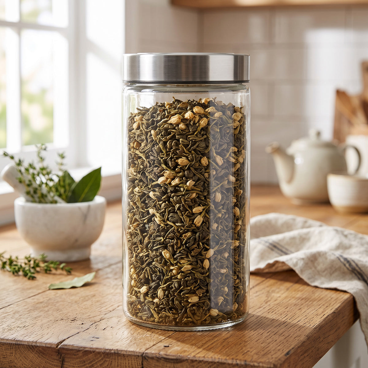 Glass Canister with Stainless Steel Twist-Lock Lid, 2.1L
