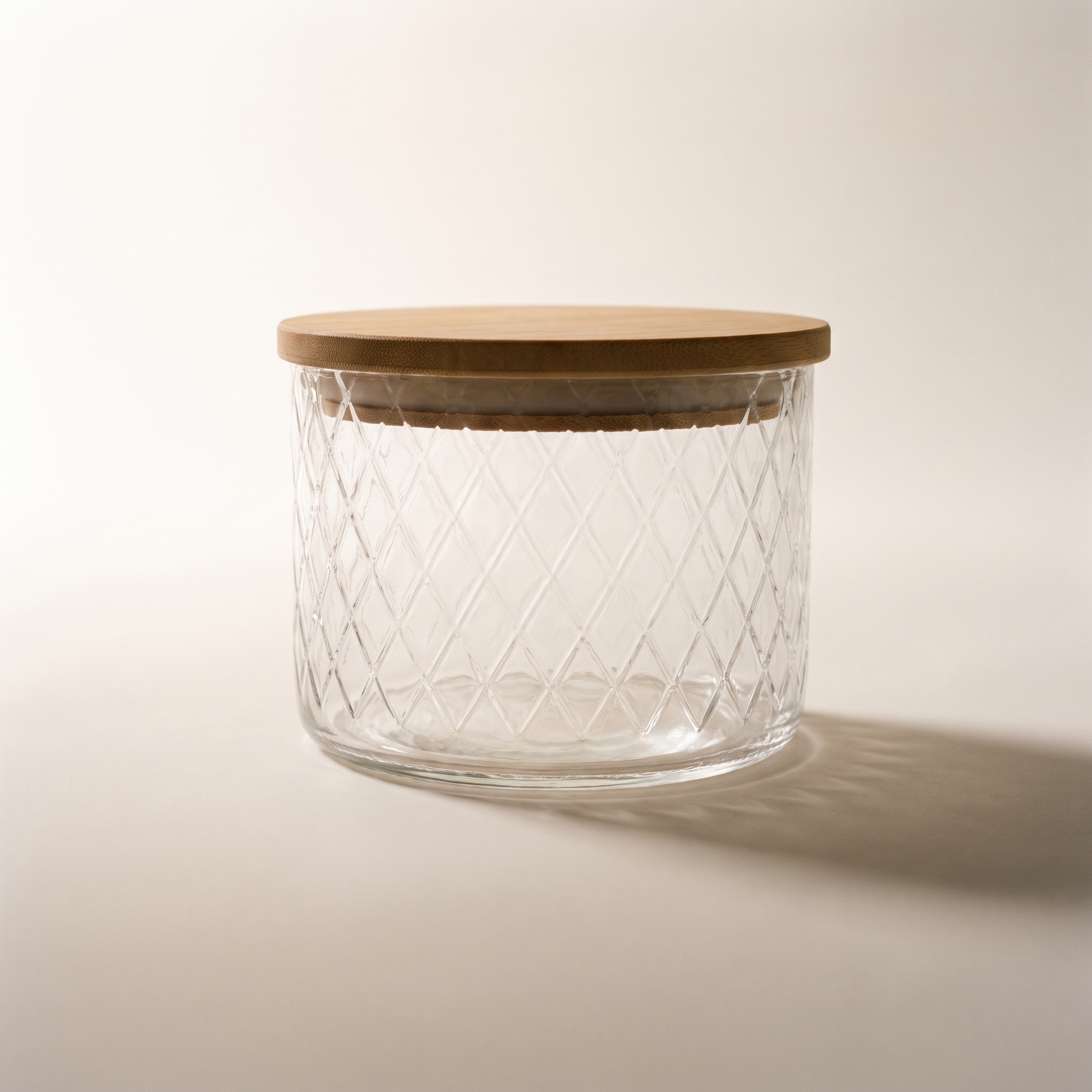 0.5 L Embossed Glass Canister with Bamboo Clamp Lid