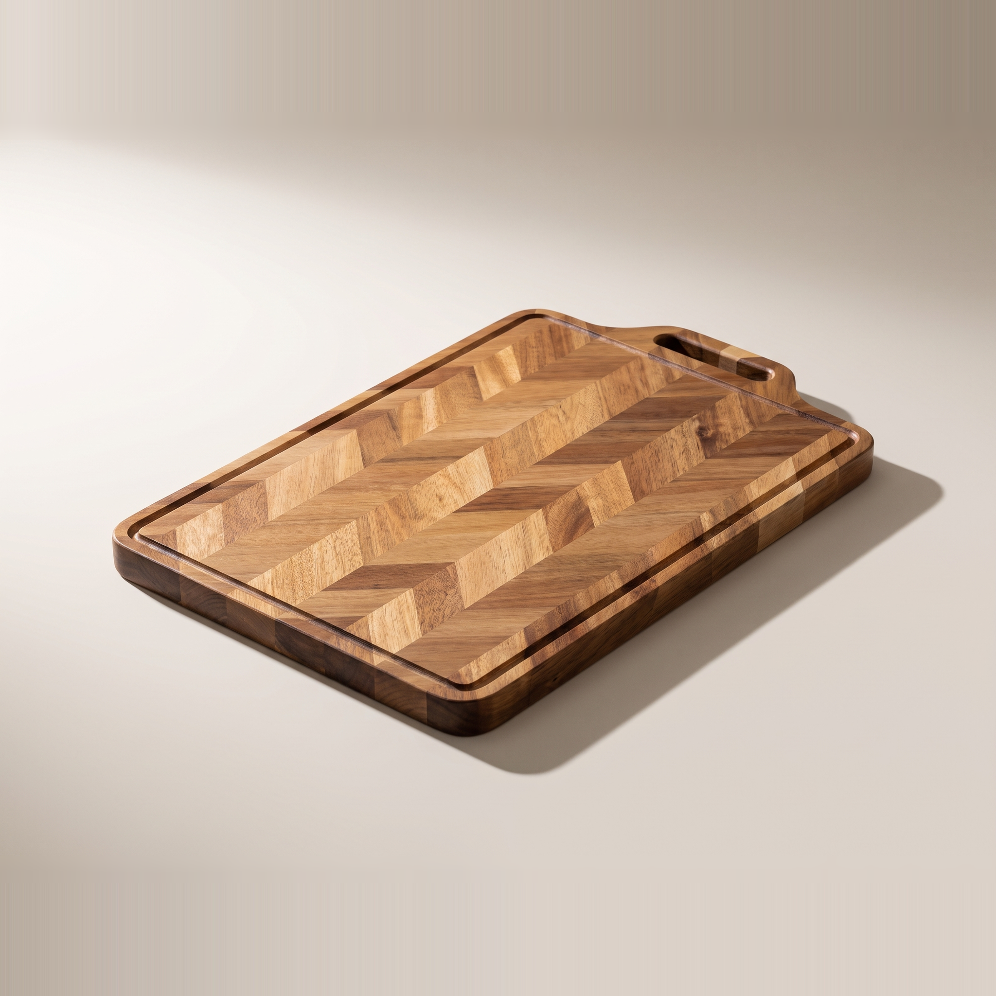 Planche à découper et de service en bois d'acacia avec poignée - Modèle W