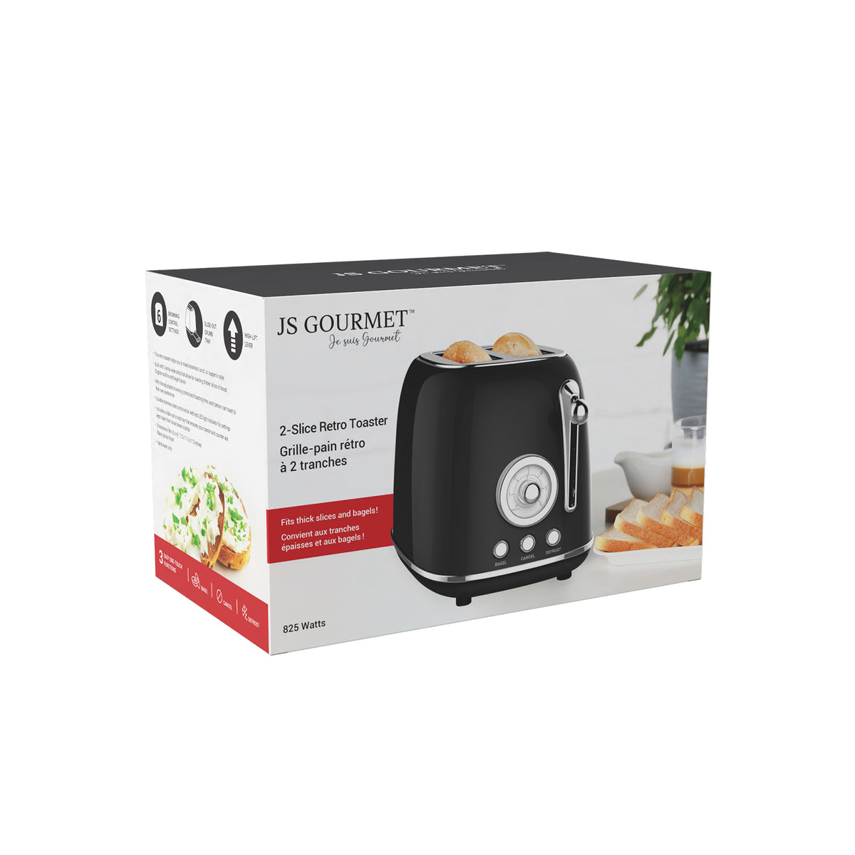 2-Slice Retro Toaster, Black packaging