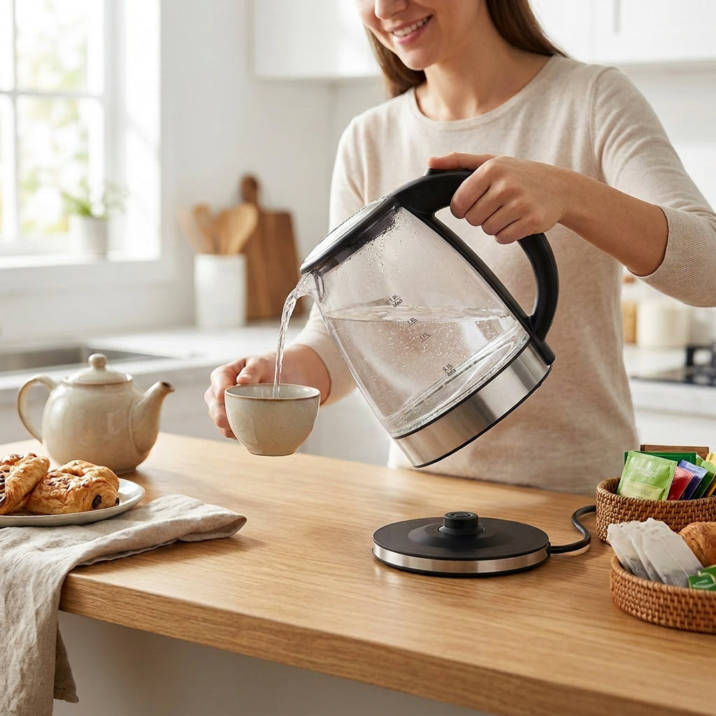 360° detachable base, convenient pouring spout and heat-resistant handle